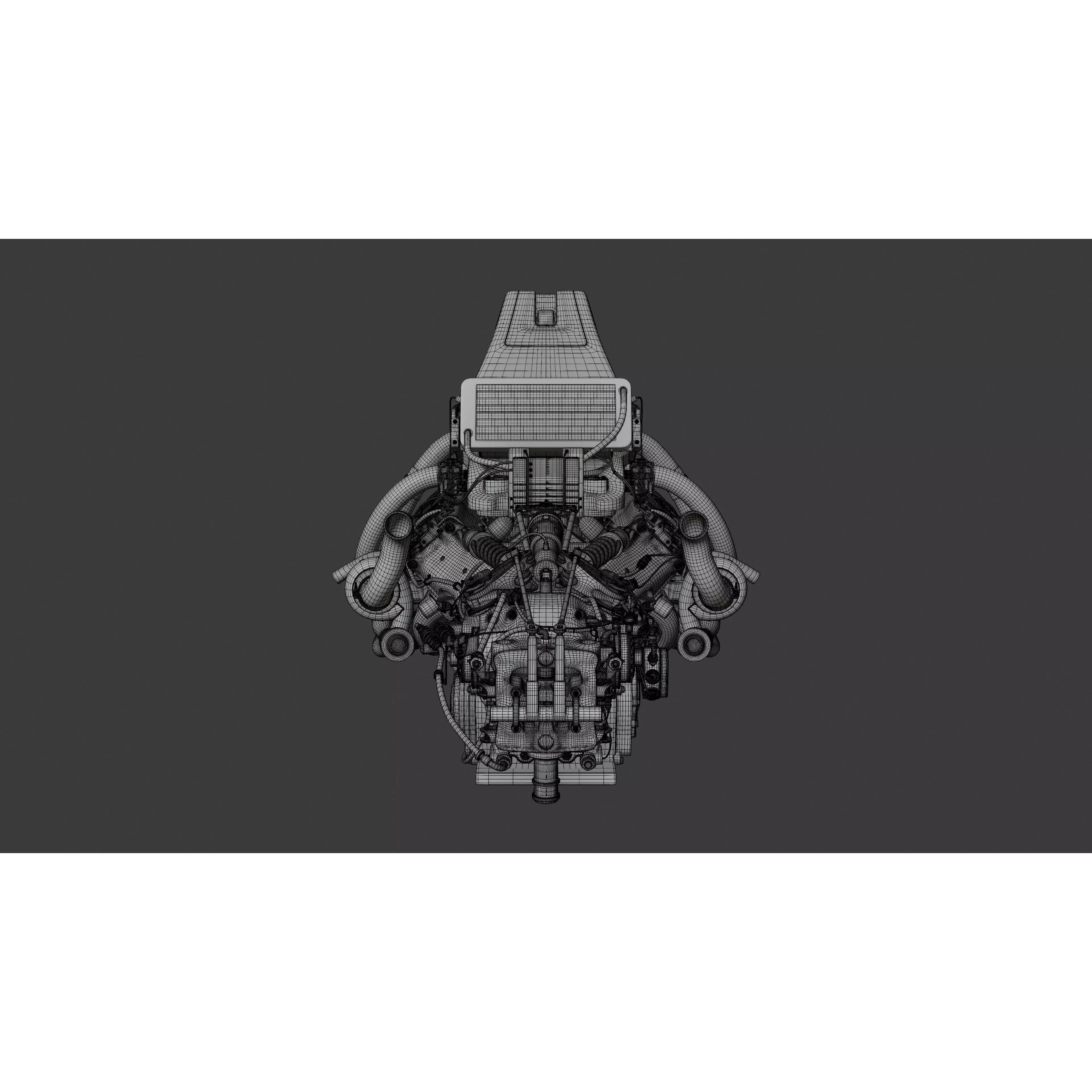 Twin Turbo Hybrid V8 Engine - Game-Ready 3D Model - View 12