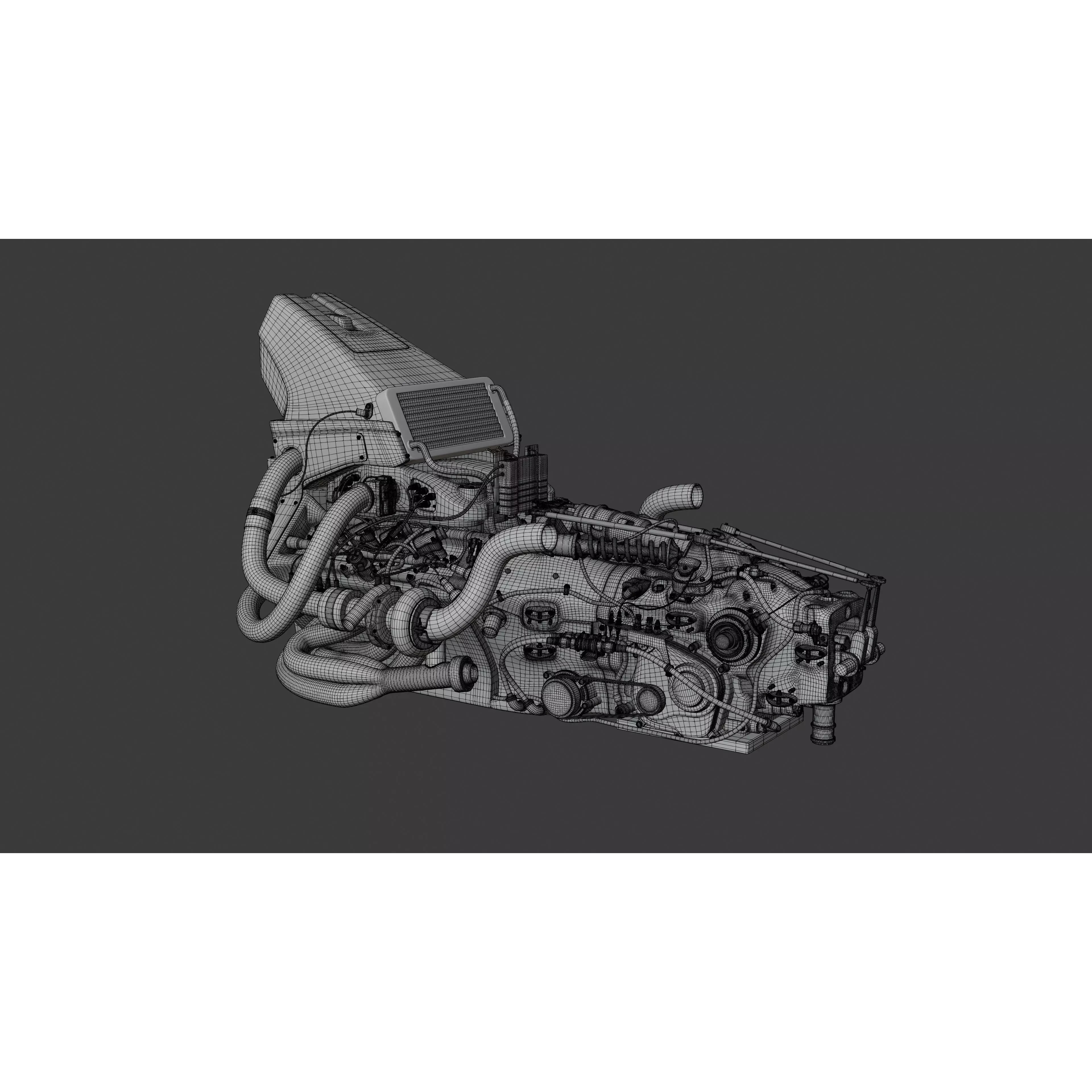 Twin Turbo Hybrid V8 Engine - Game-Ready 3D Model - View 13
