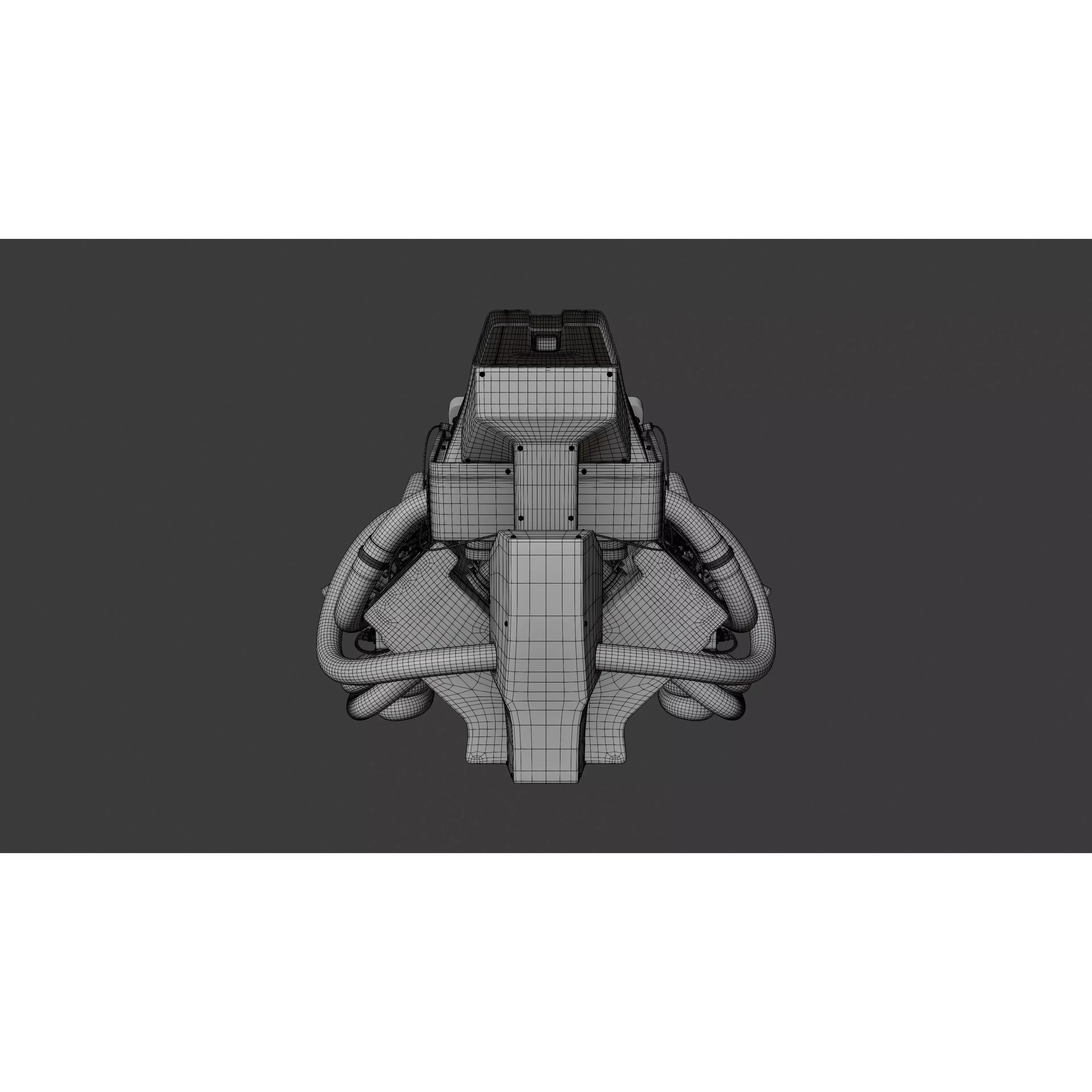 Twin Turbo Hybrid V8 Engine - Game-Ready 3D Model - View 14