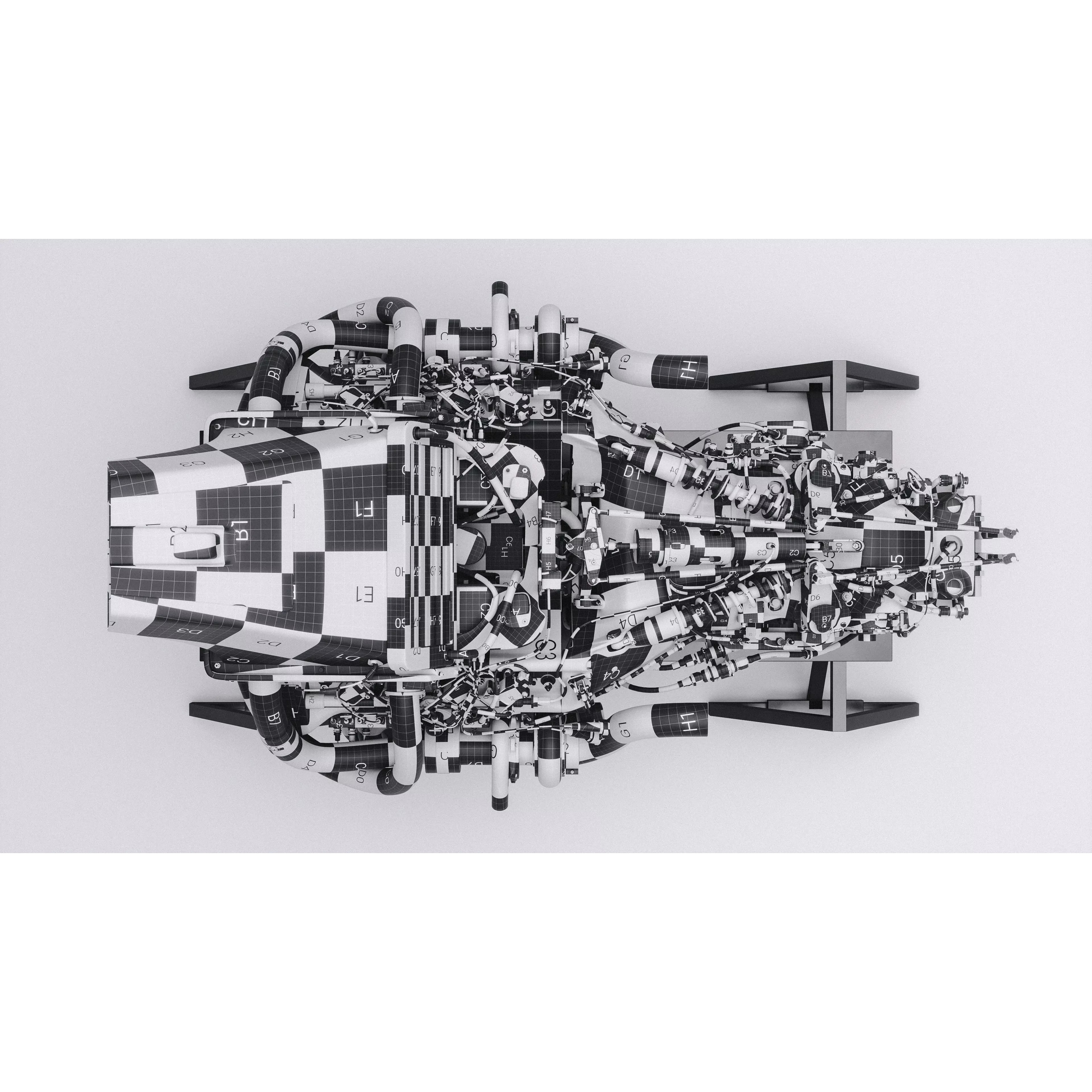 Twin Turbo Hybrid V8 Engine - Game-Ready 3D Model - View 6