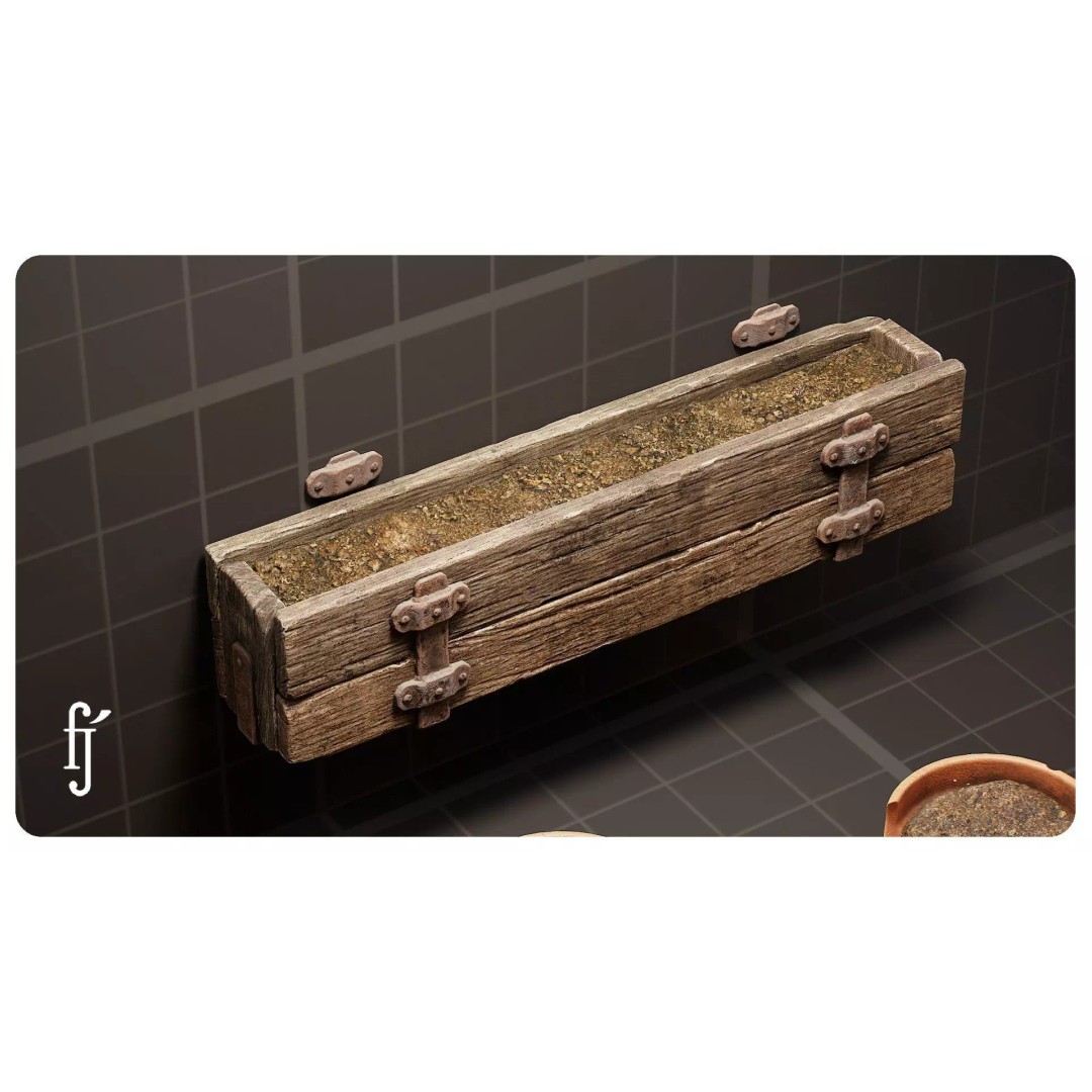 Rustic Wooden Planter Box 3D Model – High Poly PBR Asset, FBX - View 5