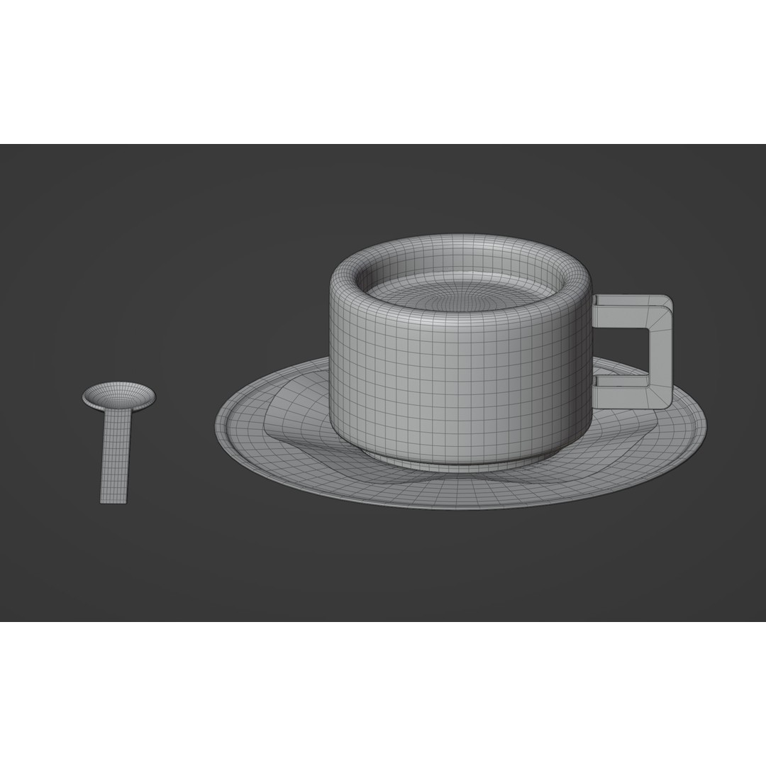 Espresso Set 3D Model – Low Poly Kitchenware with PBR Textures - View 10
