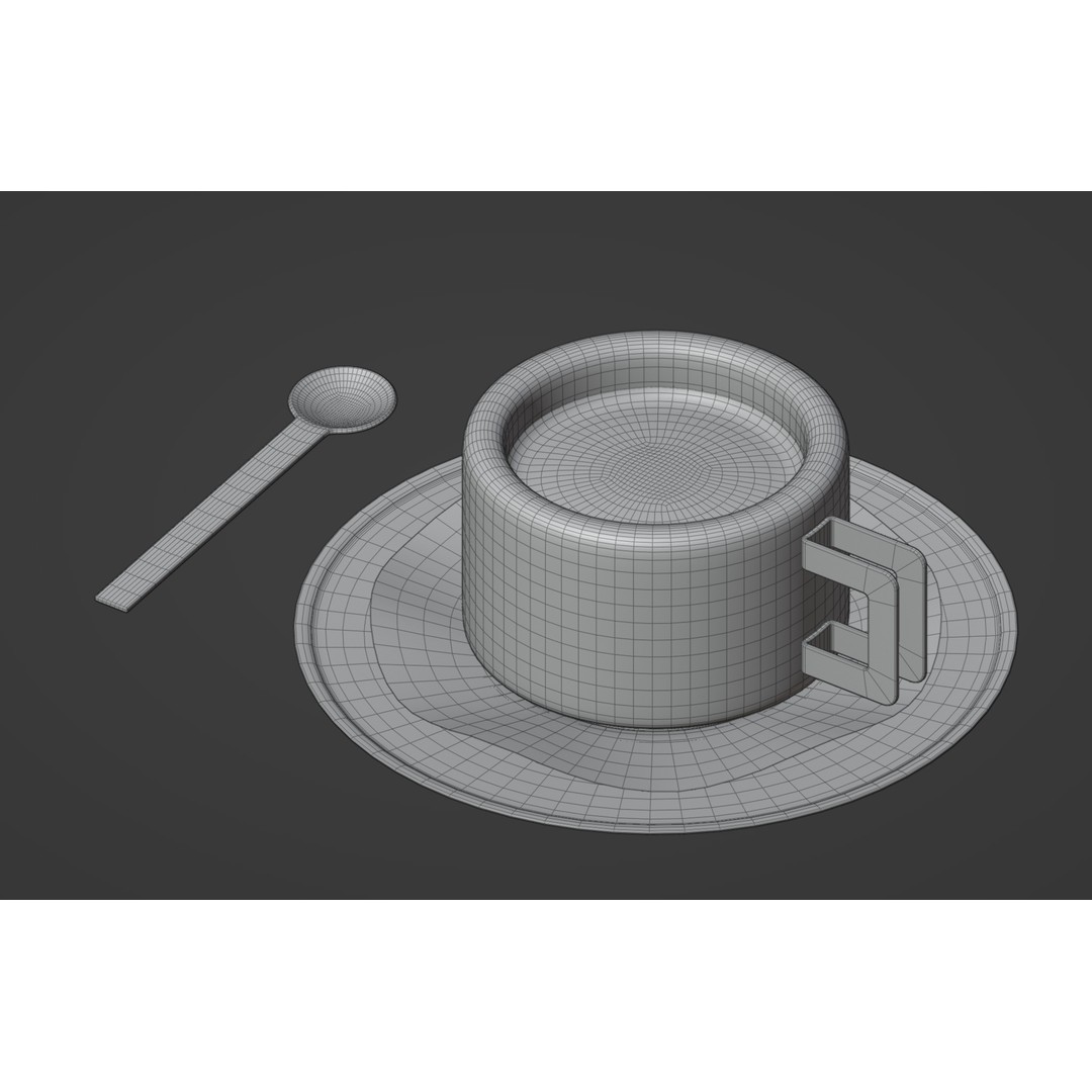 Espresso Set 3D Model – Low Poly Kitchenware with PBR Textures - View 11