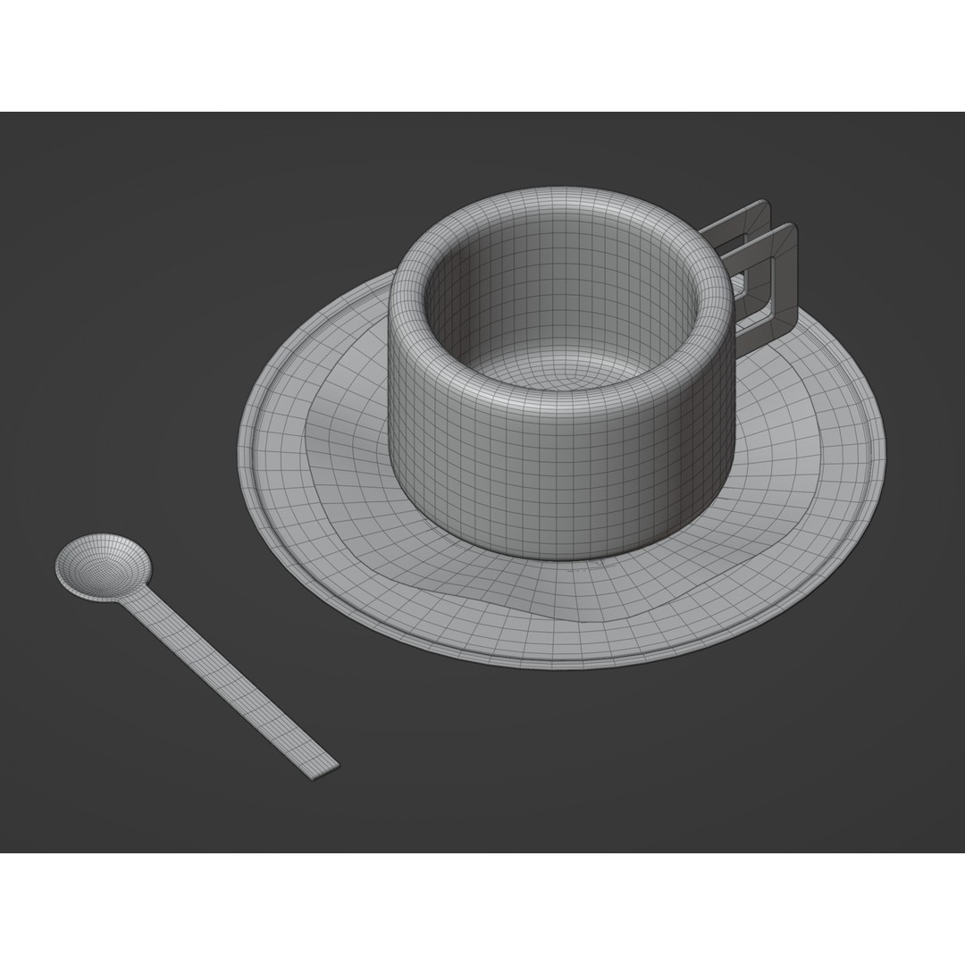 Espresso Set 3D Model – Low Poly Kitchenware with PBR Textures - View 12