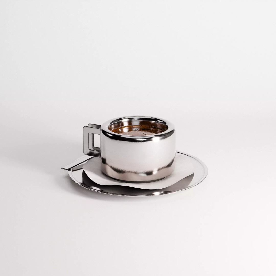 Espresso Set 3D Model – Low Poly Kitchenware with PBR Textures - View 2