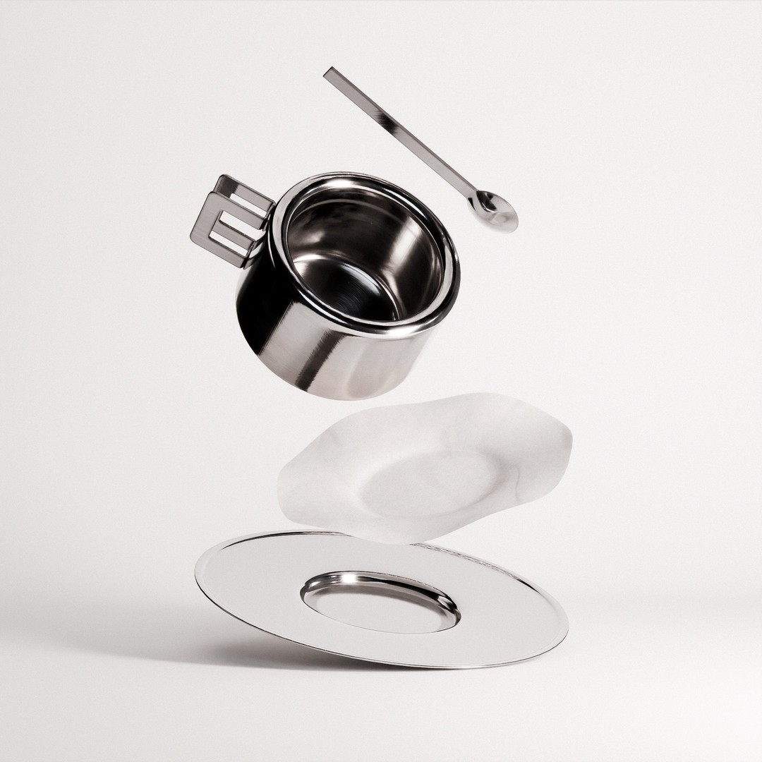 Espresso Set 3D Model – Low Poly Kitchenware with PBR Textures - View 3