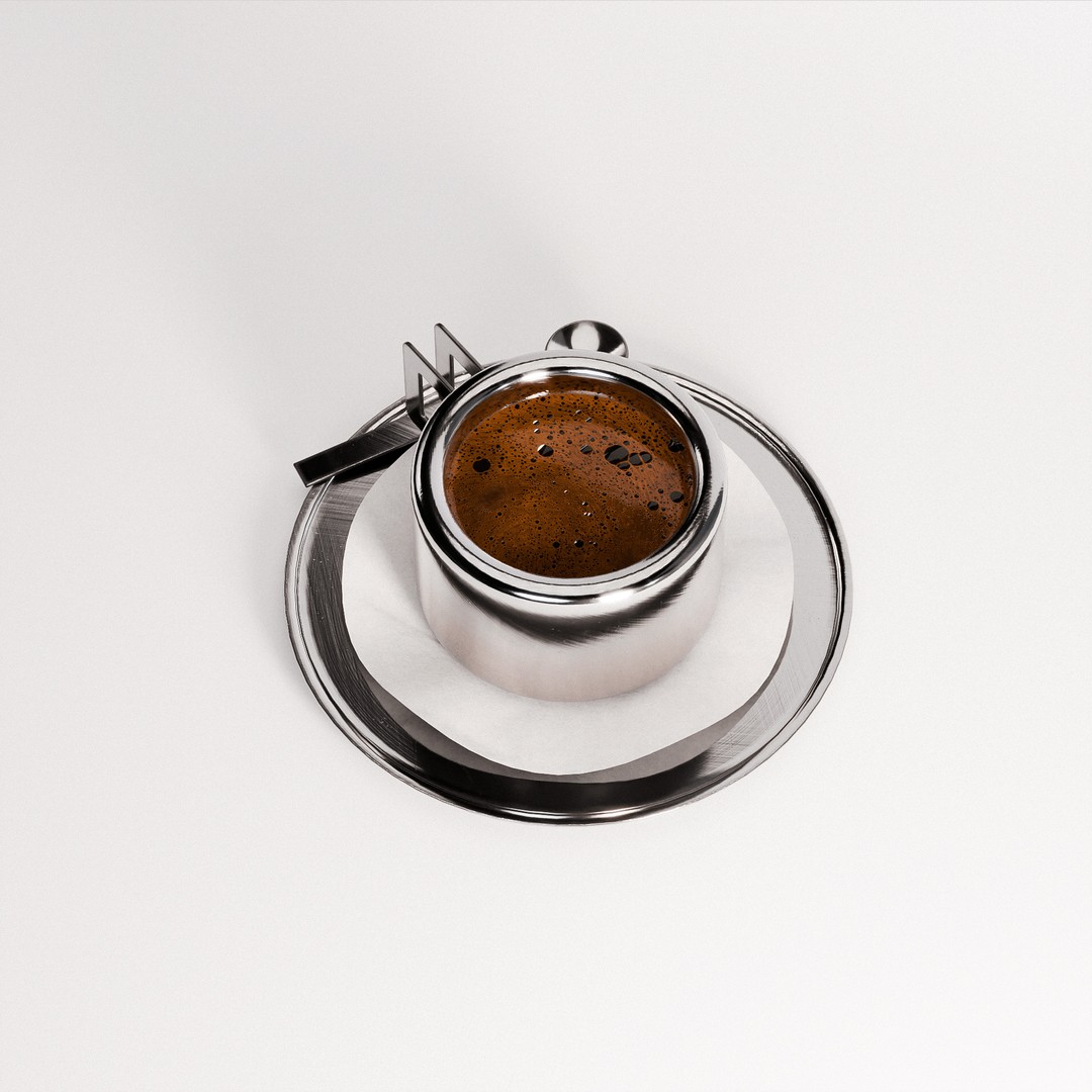 Espresso Set 3D Model – Low Poly Kitchenware with PBR Textures - View 4