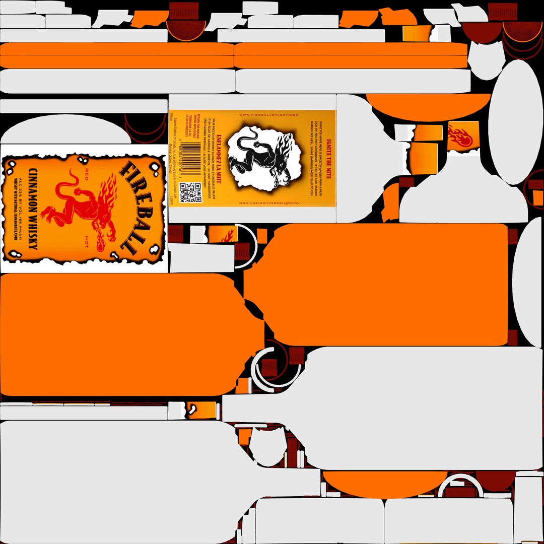 Fireball Cinnamon Whisky Bottle 3D Model – PBR Game-Ready Asset, Blender