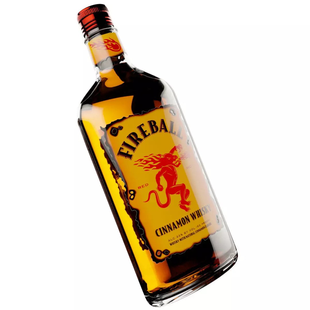 Fireball Cinnamon Whisky Bottle 3D Model – PBR Game-Ready Asset, Blender - View 2