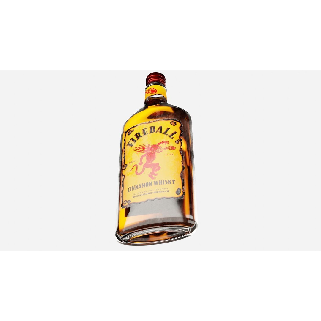 Fireball Cinnamon Whisky Bottle 3D Model – PBR Game-Ready Asset, Blender - View 3