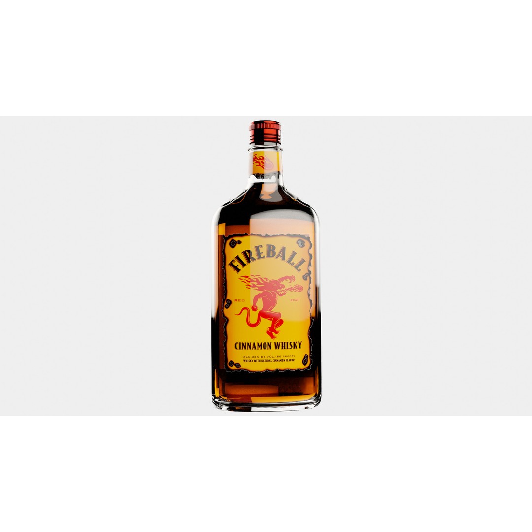 Fireball Cinnamon Whisky Bottle 3D Model – PBR Game-Ready Asset, Blender - View 4