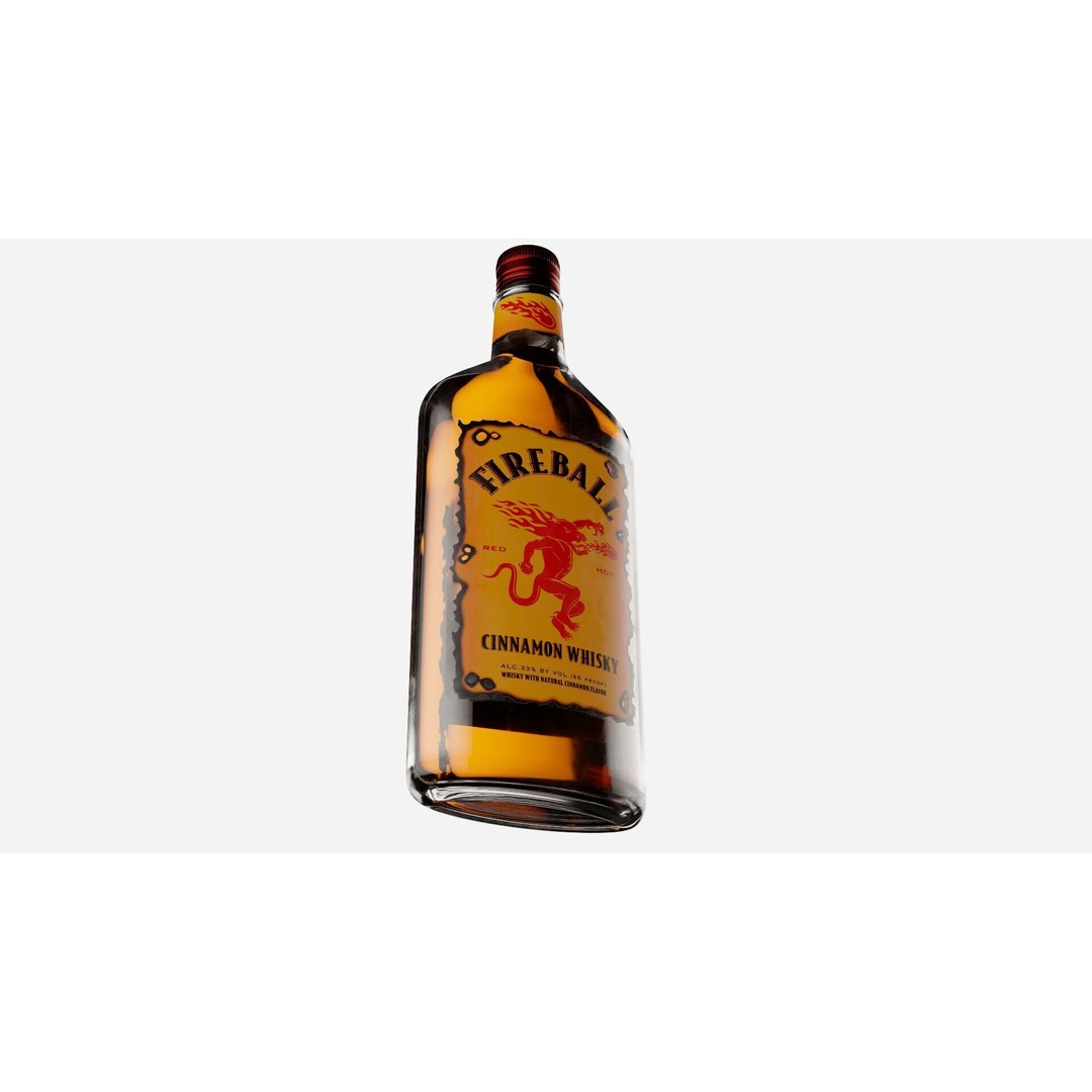 Fireball Cinnamon Whisky Bottle 3D Model – PBR Game-Ready Asset, Blender - View 7