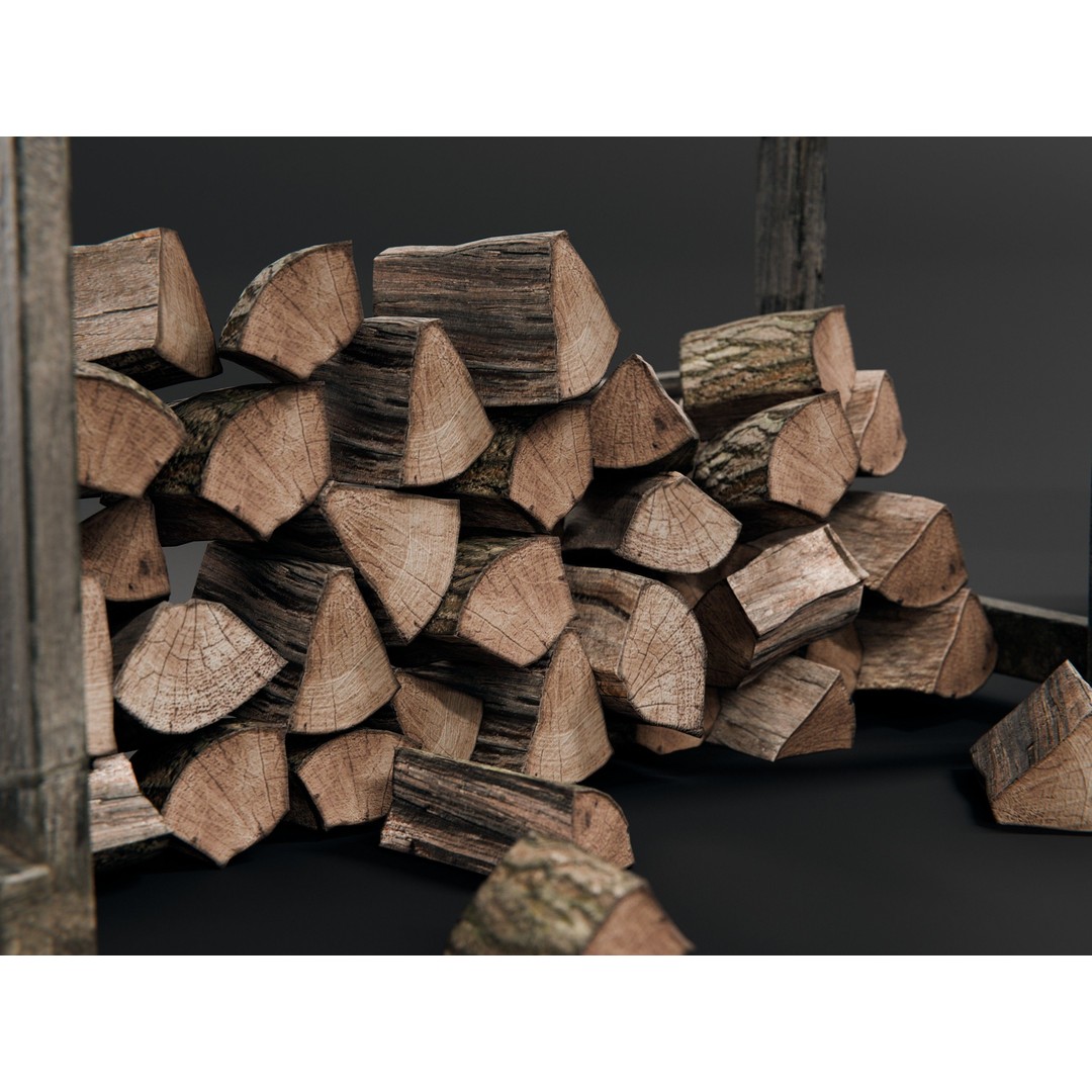 Firewood 3D Model – PBR Asset Pack with 8K Textures, Blender & FBX