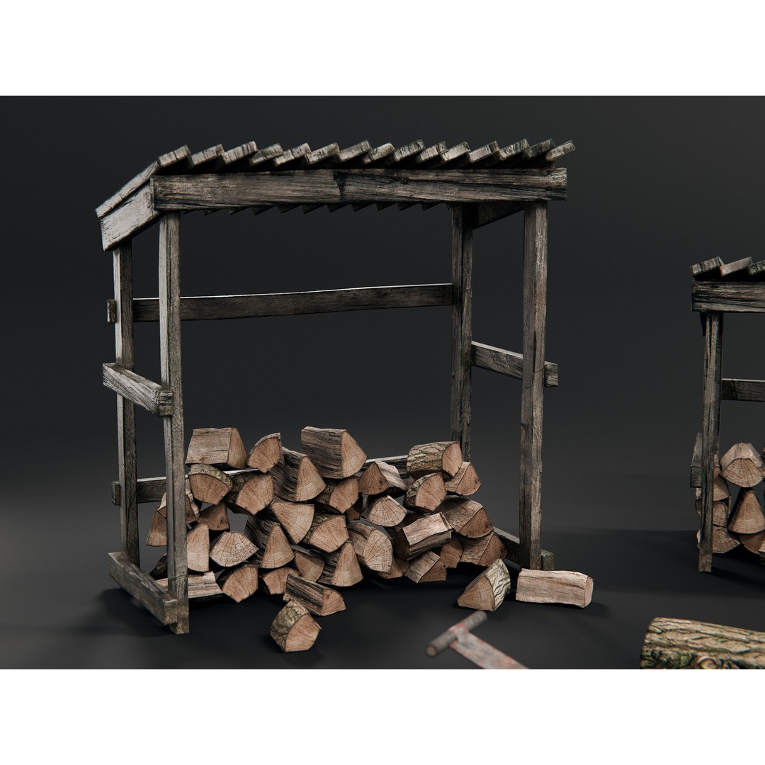Firewood 3D Model – PBR Asset Pack with 8K Textures, Blender & FBX - View 3