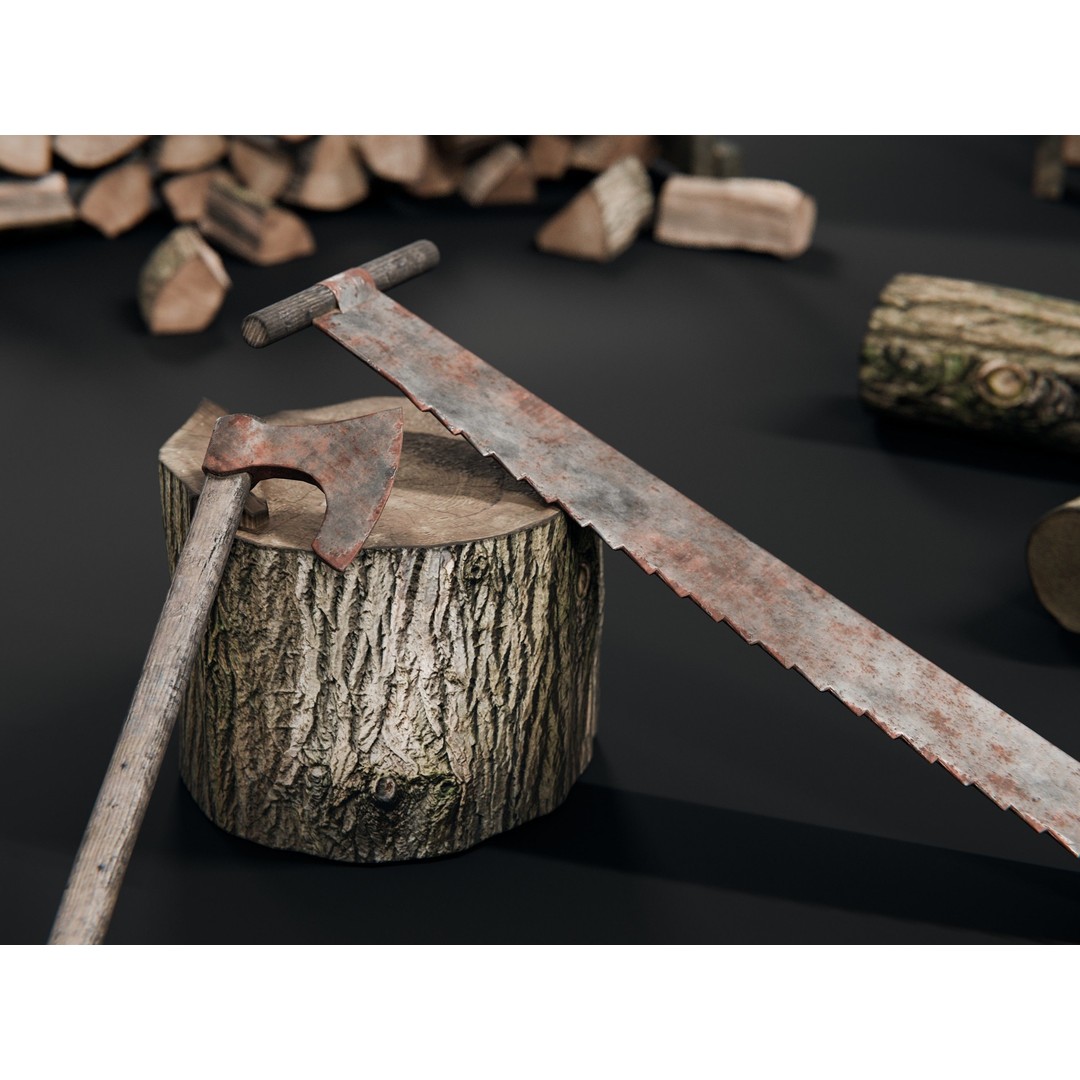 Firewood 3D Model – PBR Asset Pack with 8K Textures, Blender & FBX - View 4