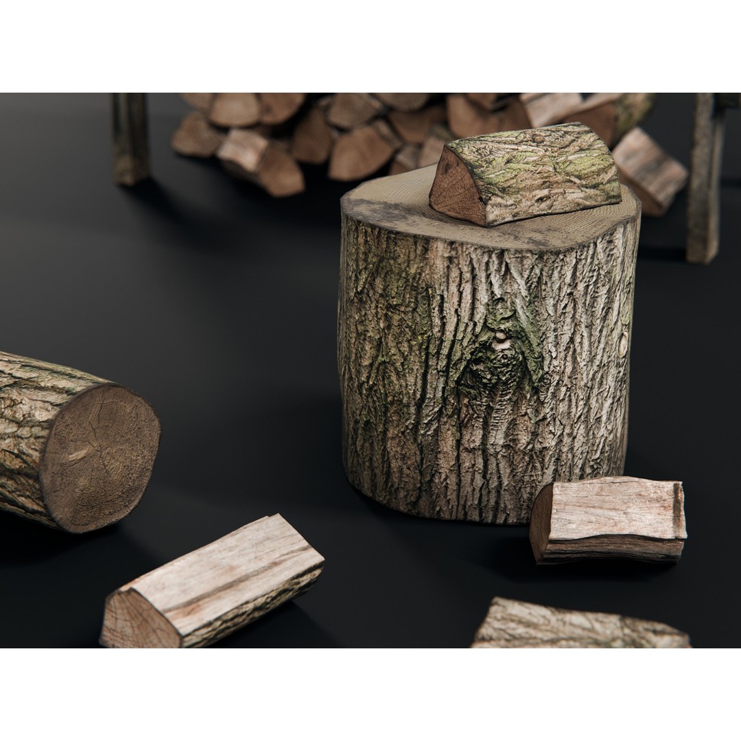 Firewood 3D Model – PBR Asset Pack with 8K Textures, Blender & FBX - View 5