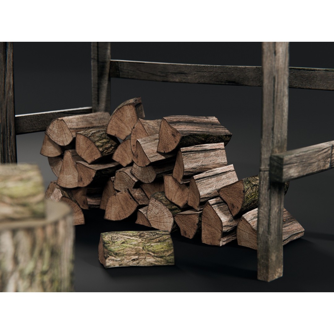 Firewood 3D Model – PBR Asset Pack with 8K Textures, Blender & FBX - View 6