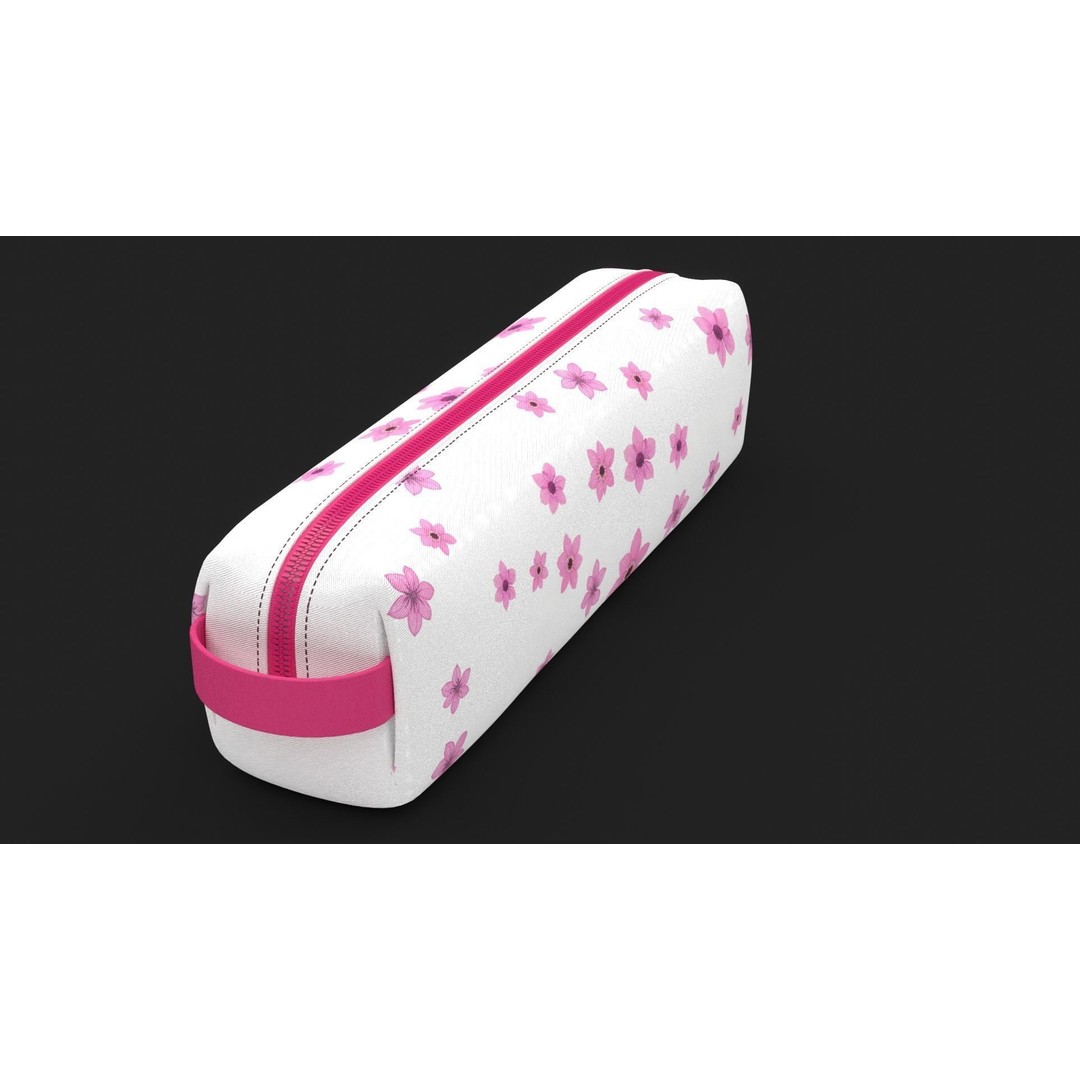 Pencil Pouch 3D Model – Floral Design, PBR Textures, Game Ready - View 4