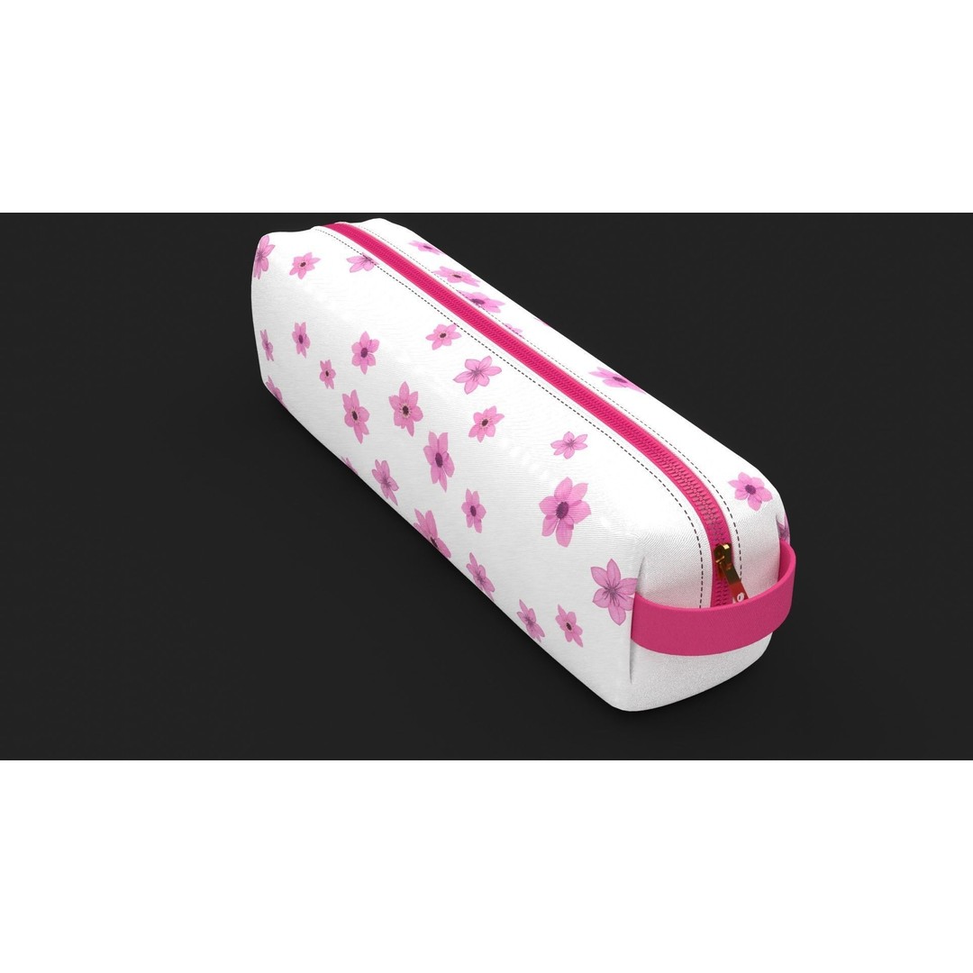 Pencil Pouch 3D Model – Floral Design, PBR Textures, Game Ready - View 8