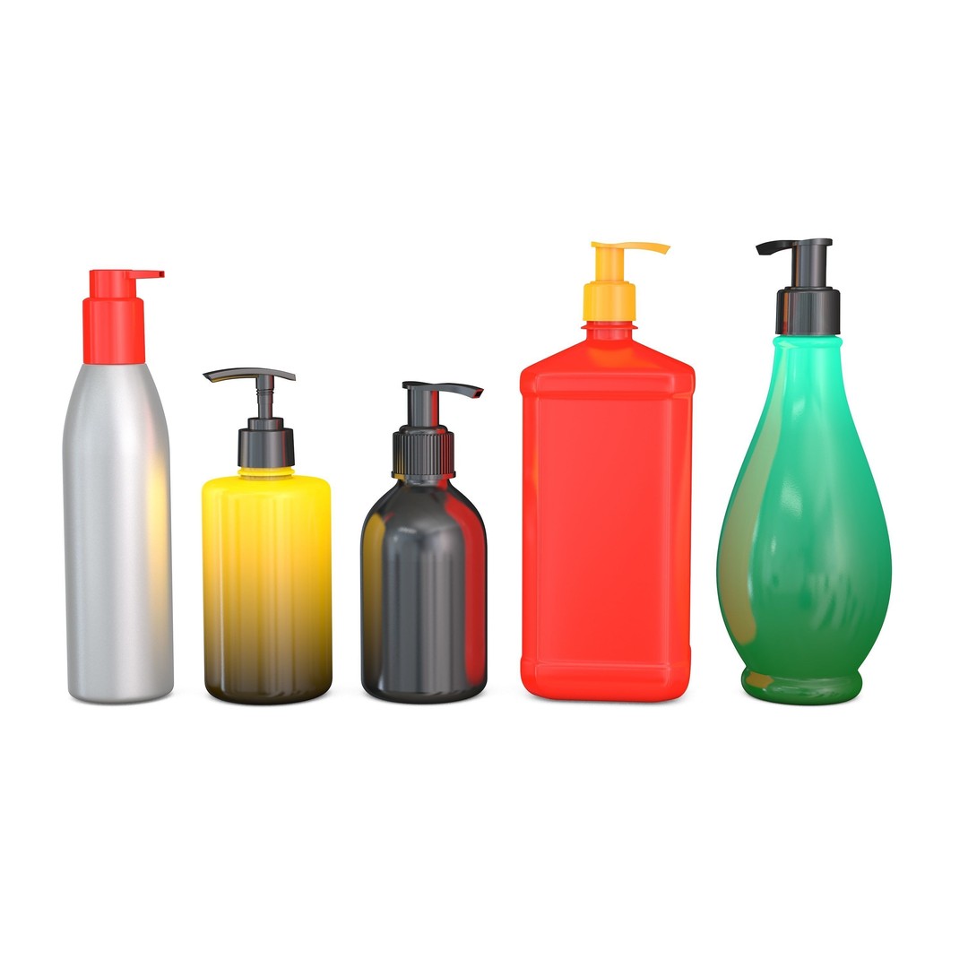 Bottles with Dispenser Set 3D Model – Household Plastic Kit, FBX, OBJ - View 4