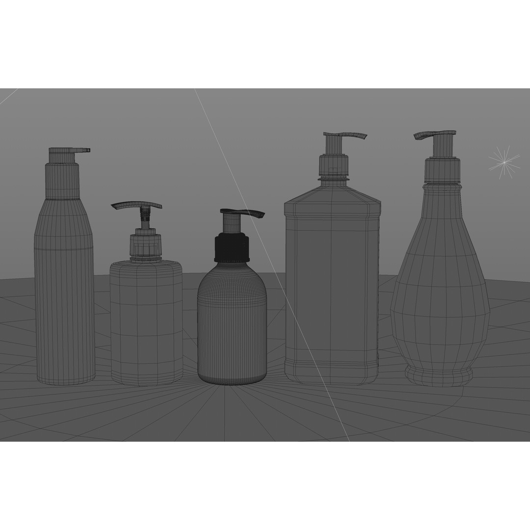 Bottles with Dispenser Set 3D Model – Household Plastic Kit, FBX, OBJ - View 7