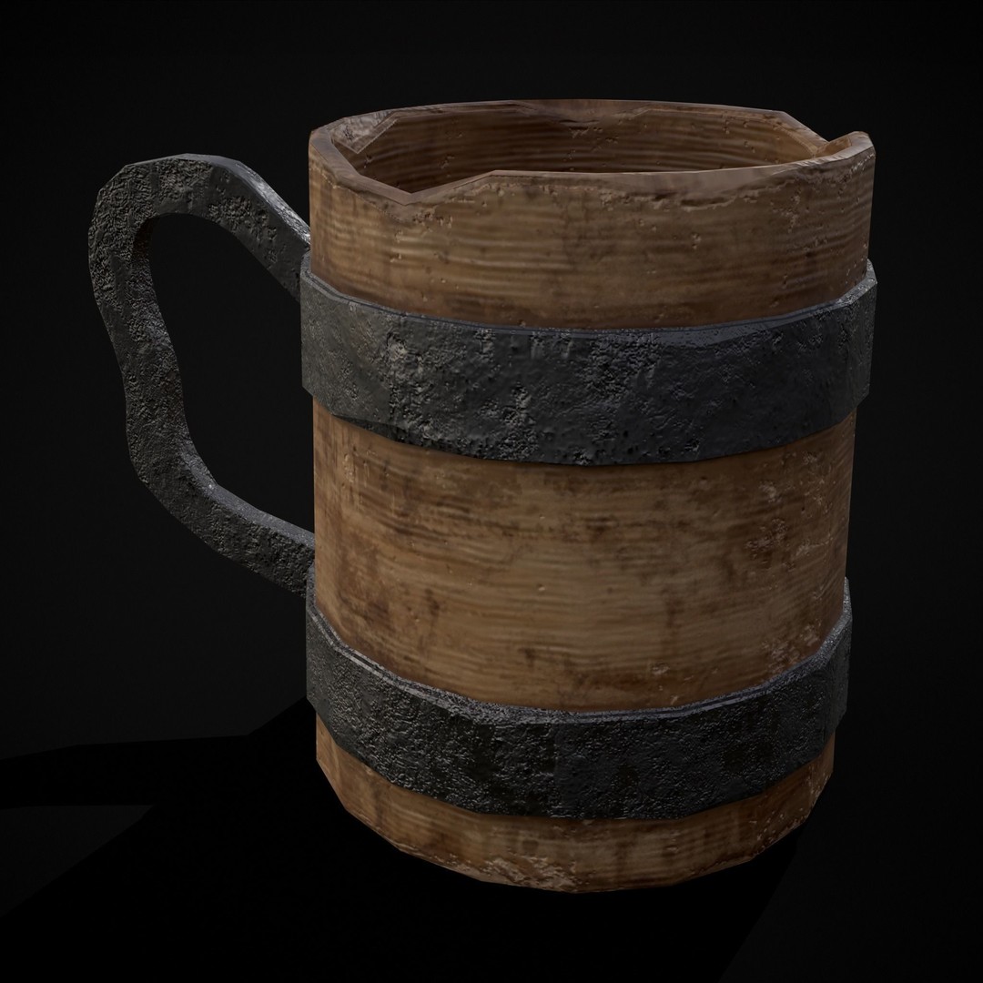 Wooden Medieval Dish Washing Set 3D Model – Low Poly PBR Kitchenware, FBX - View 31