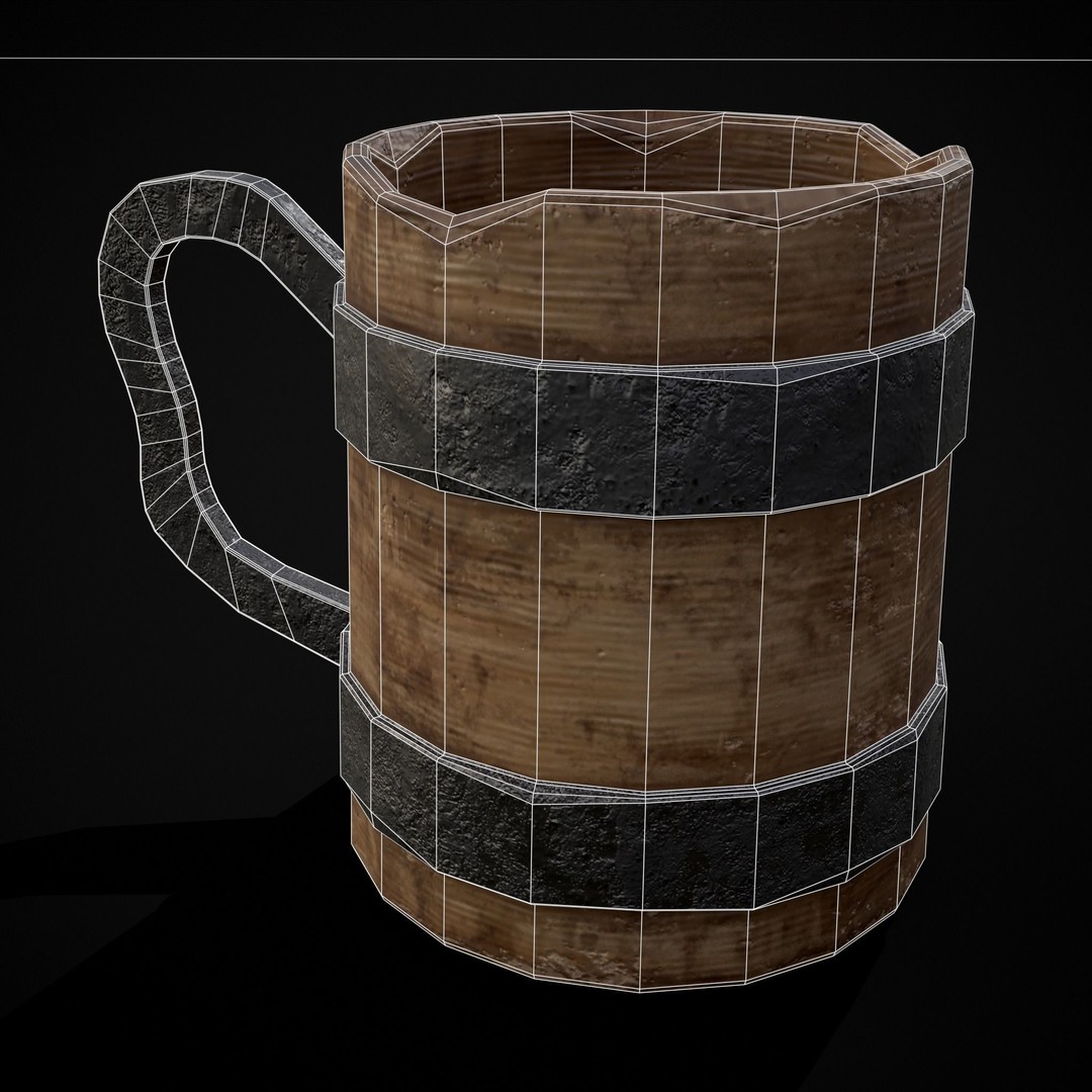Wooden Medieval Dish Washing Set 3D Model – Low Poly PBR Kitchenware, FBX - View 32