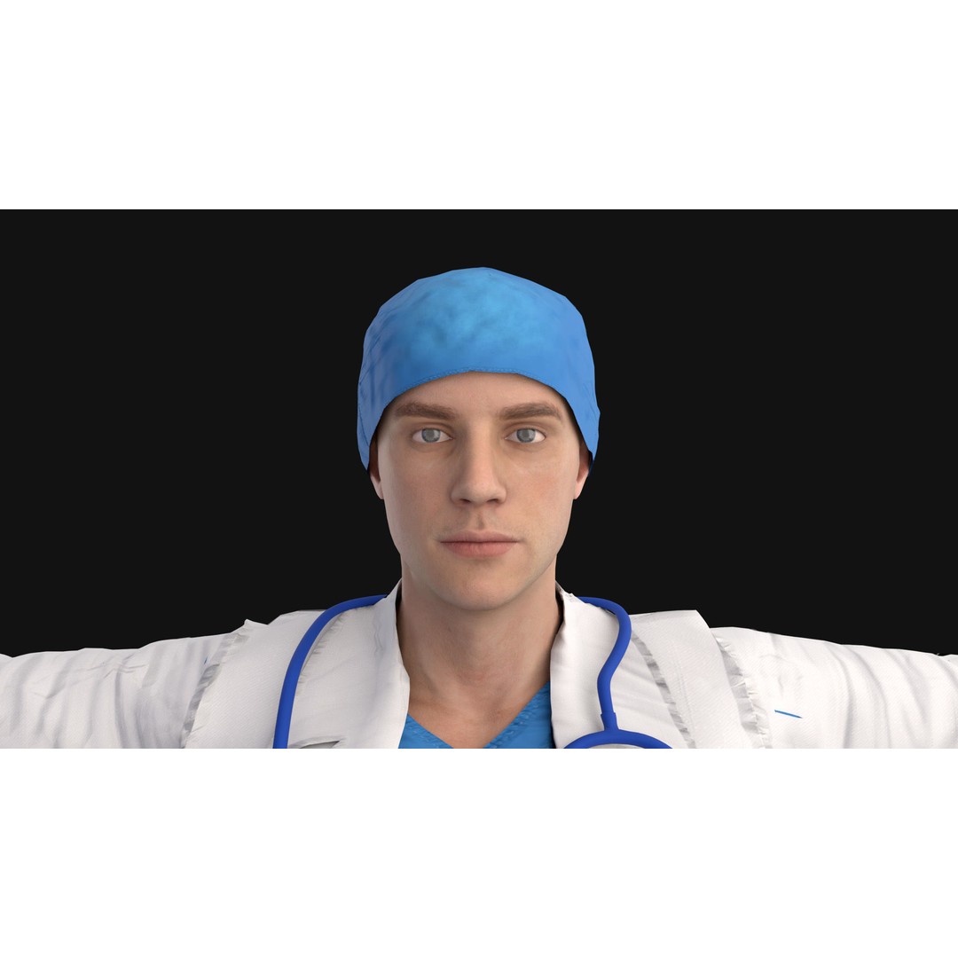 Doctor 3D Model – Rigged Low-Poly Character for Animation - View 12