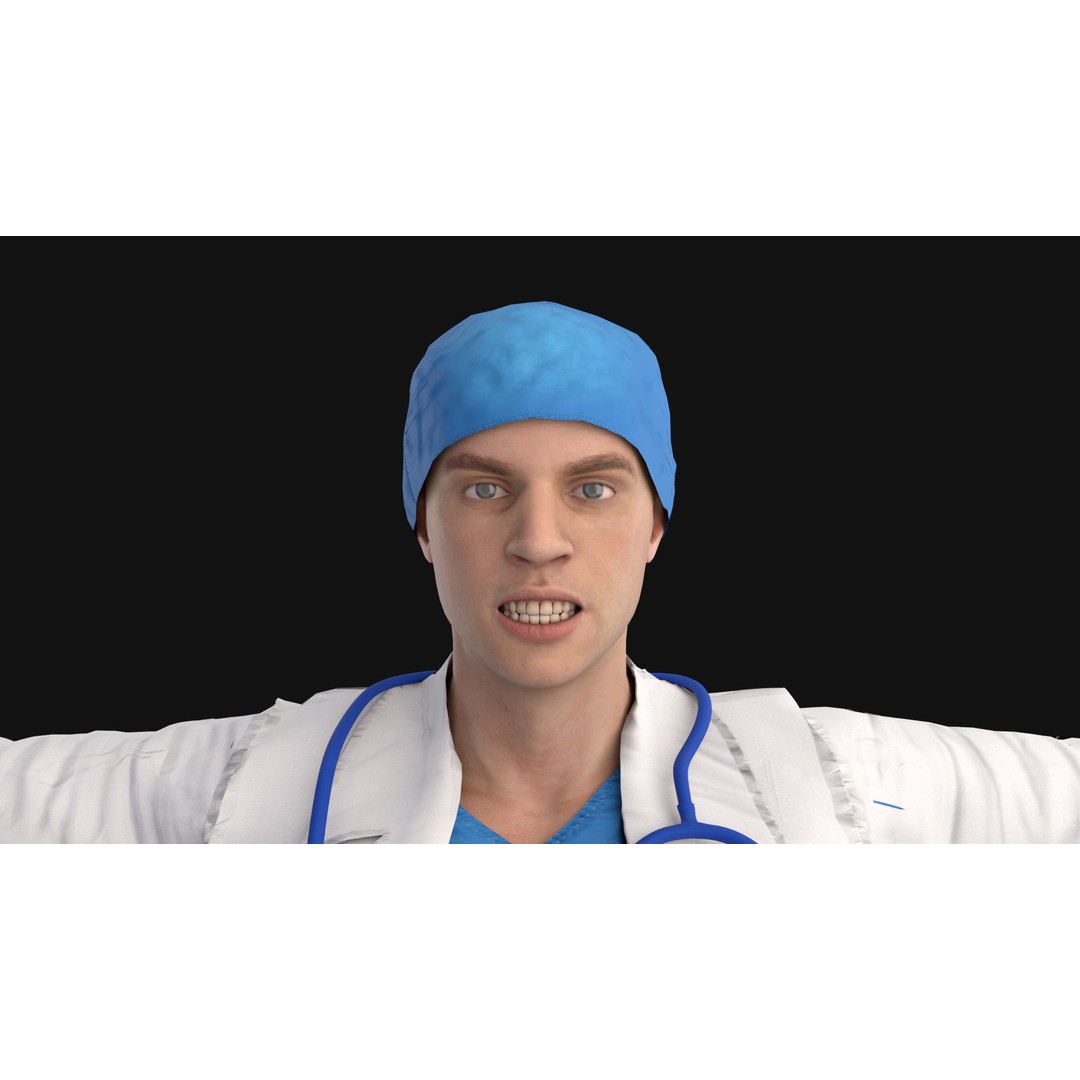 Doctor 3D Model – Rigged Low-Poly Character for Animation - View 14