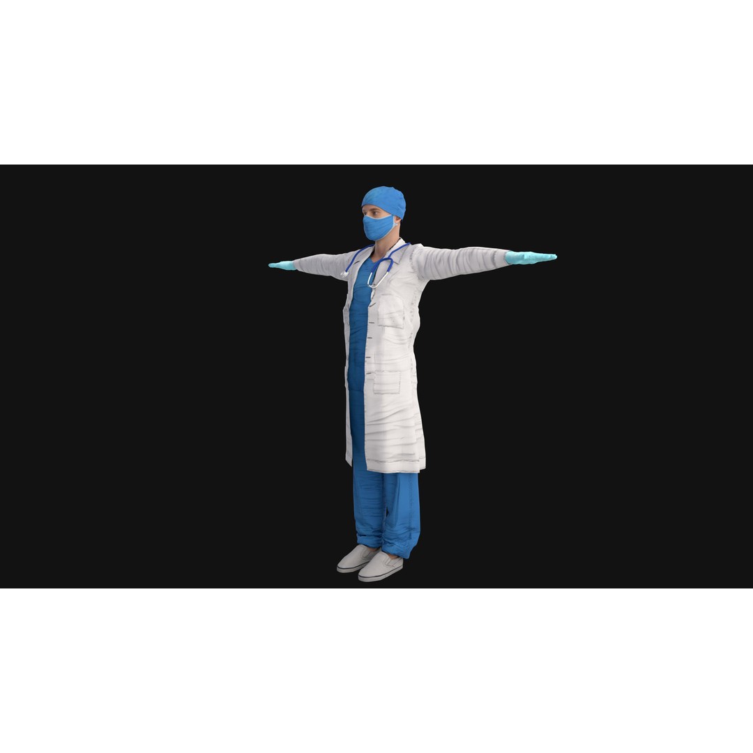 Doctor 3D Model – Rigged Low-Poly Character for Animation - View 4
