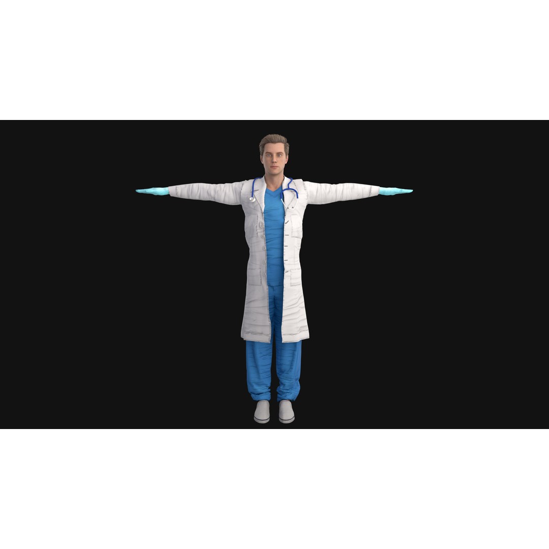 Doctor 3D Model – Rigged Low-Poly Character for Animation - View 6