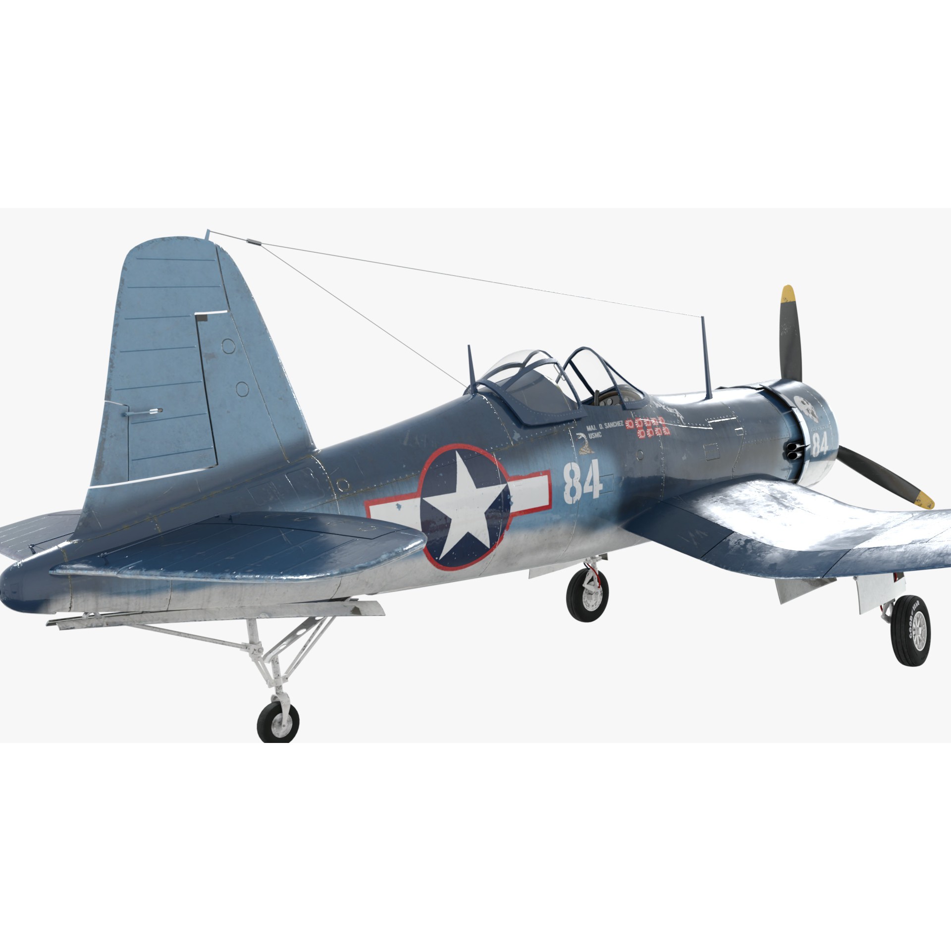 Chance Vought F4U Corsair - Low-Poly Game-Ready 3D Model - View 11