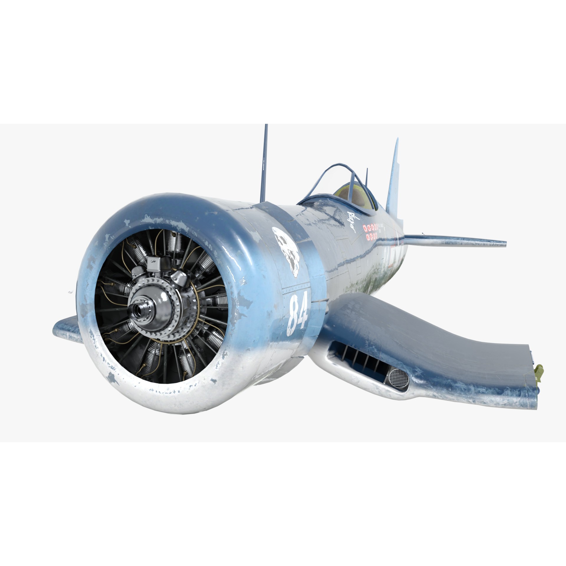 Chance Vought F4U Corsair - Low-Poly Game-Ready 3D Model - View 14