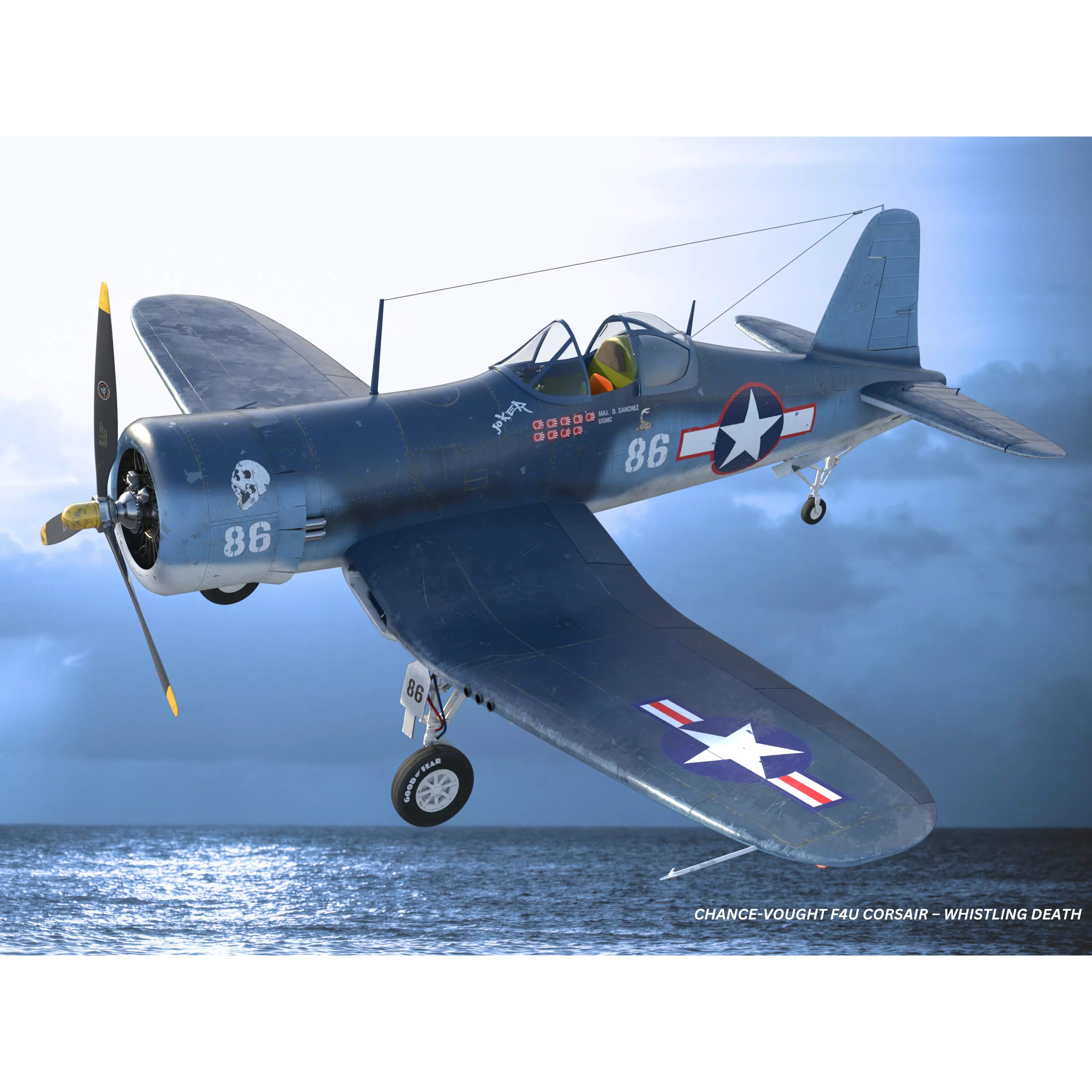 Chance Vought F4U Corsair - Low-Poly Game-Ready 3D Model - View 2
