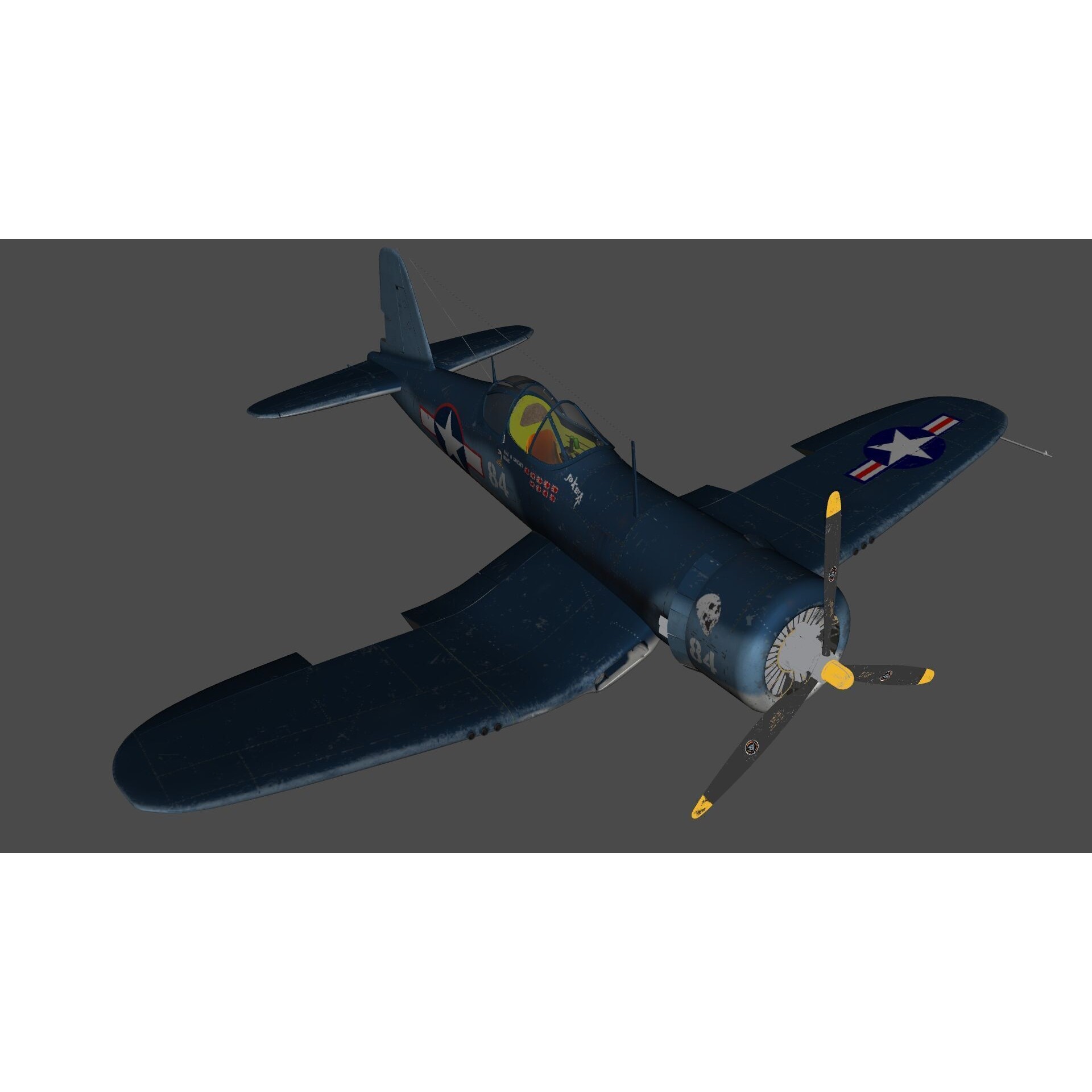 Chance Vought F4U Corsair - Low-Poly Game-Ready 3D Model - View 21