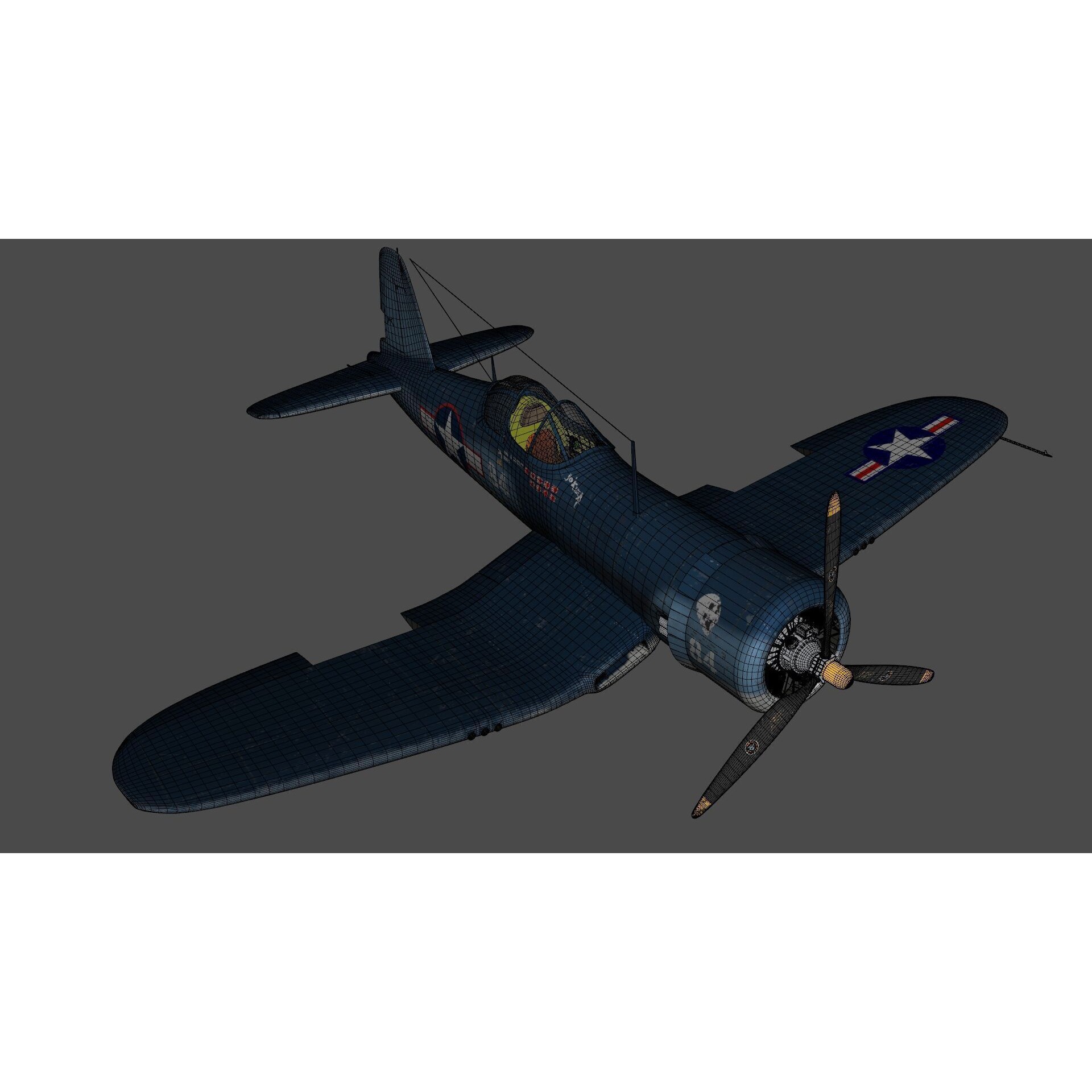 Chance Vought F4U Corsair - Low-Poly Game-Ready 3D Model - View 22