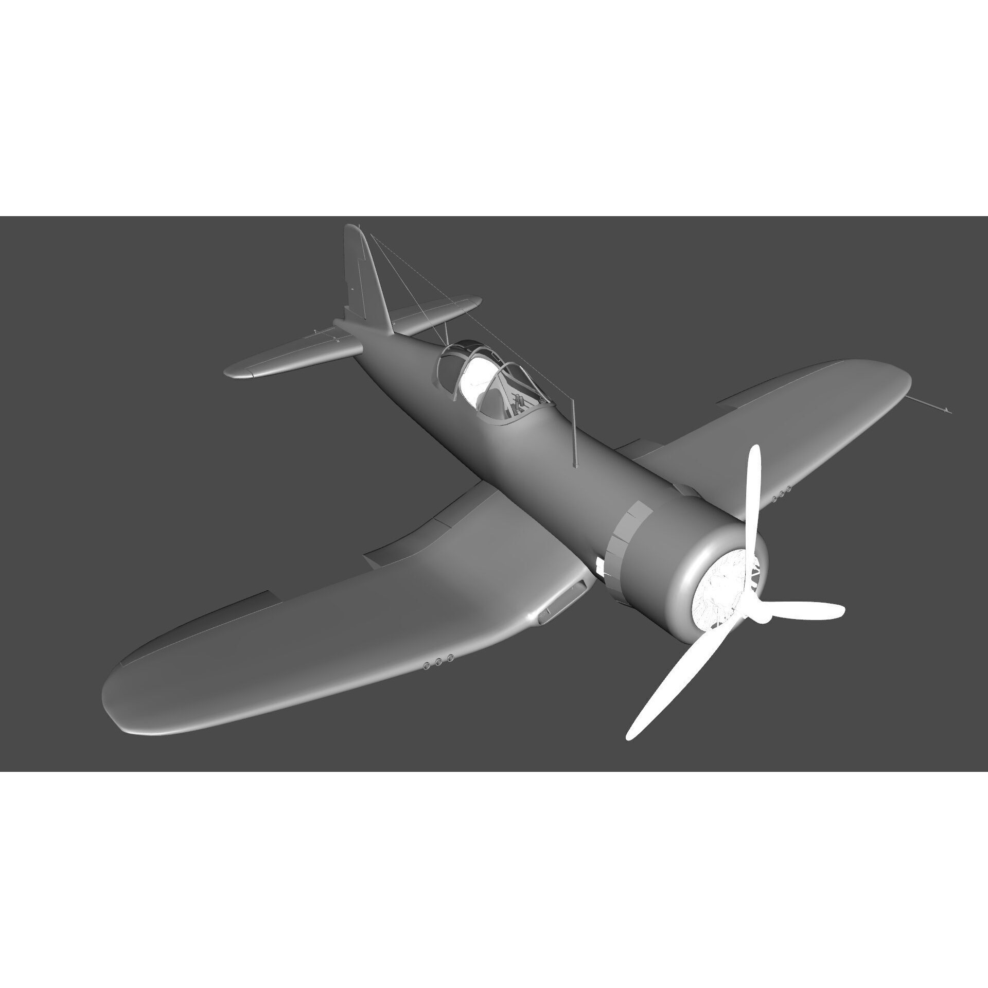 Chance Vought F4U Corsair - Low-Poly Game-Ready 3D Model - View 23