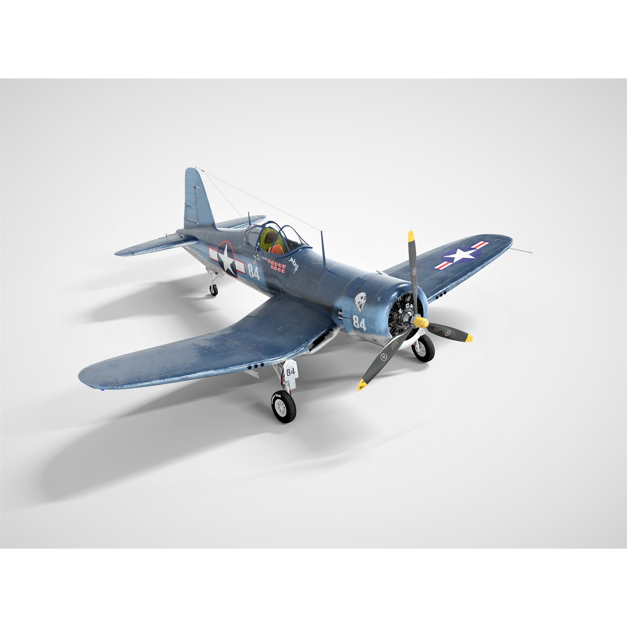 Chance Vought F4U Corsair - Low-Poly Game-Ready 3D Model - View 3