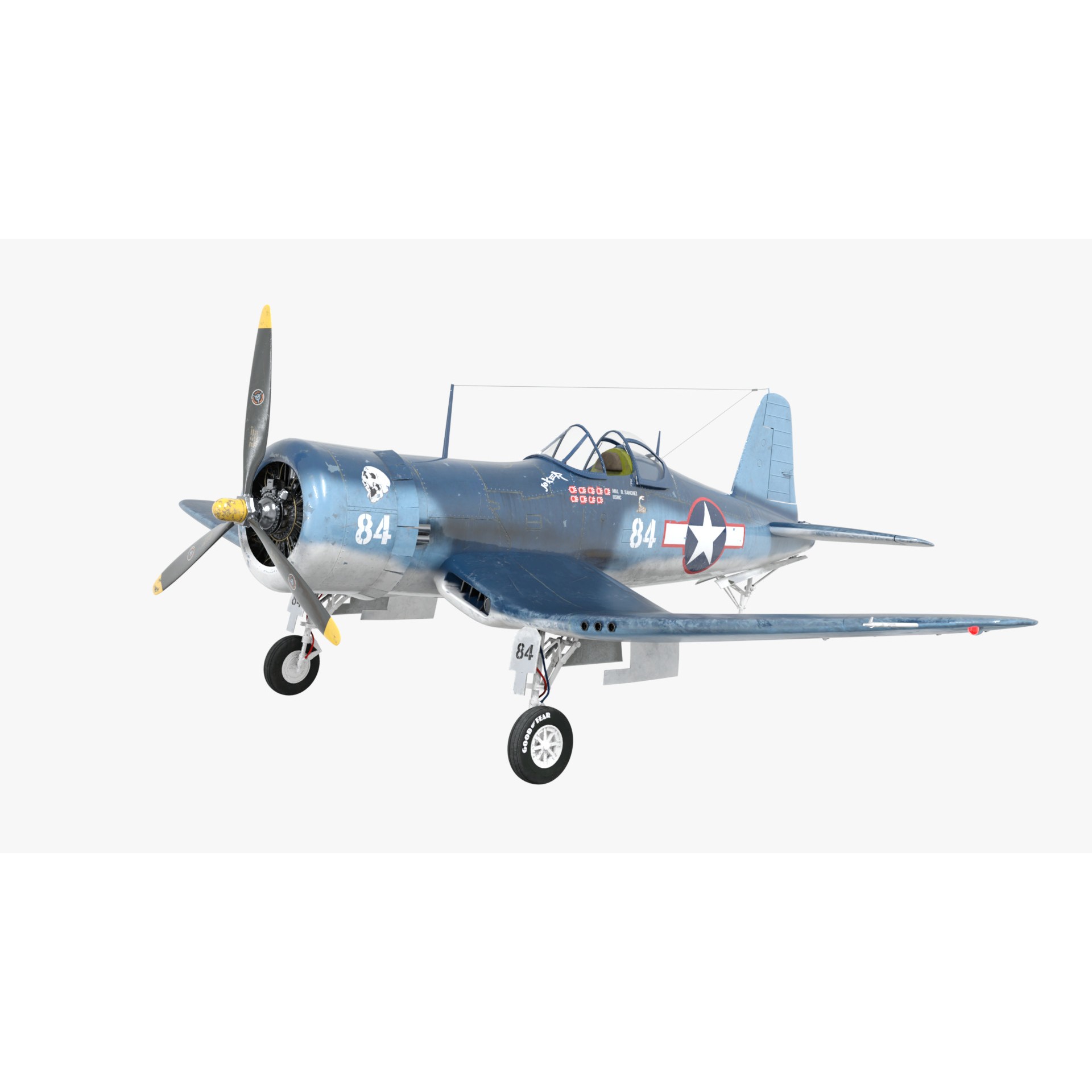 Chance Vought F4U Corsair - Low-Poly Game-Ready 3D Model - View 4