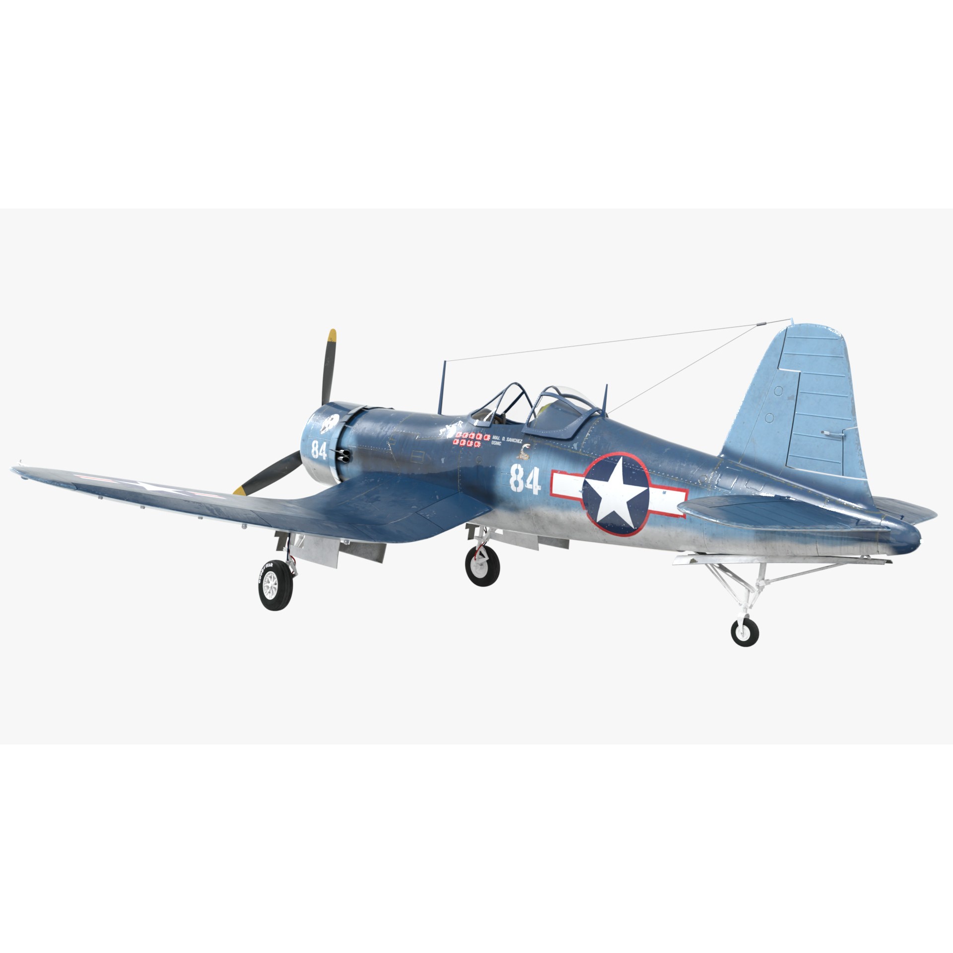 Chance Vought F4U Corsair - Low-Poly Game-Ready 3D Model - View 5
