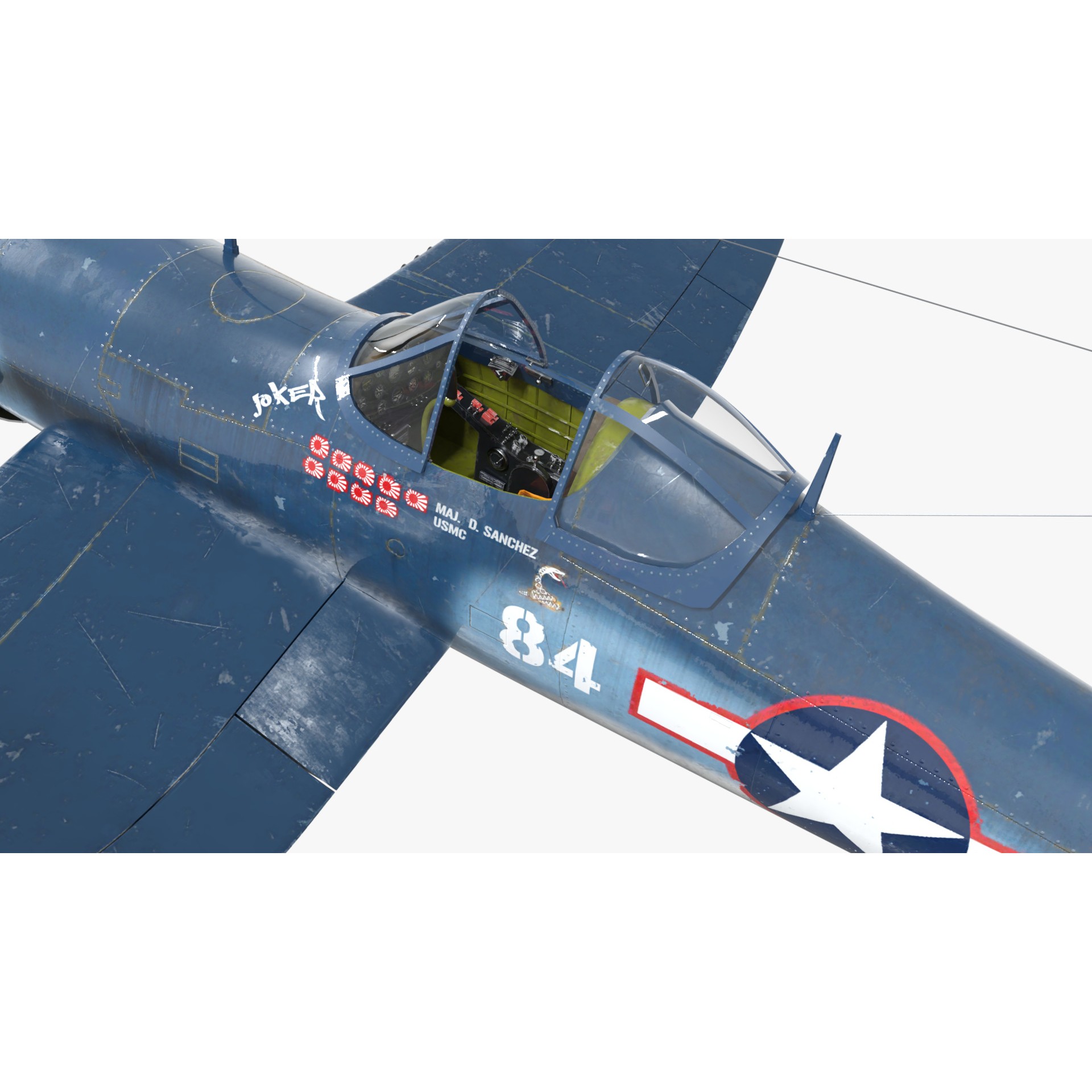 Chance Vought F4U Corsair - Low-Poly Game-Ready 3D Model - View 8