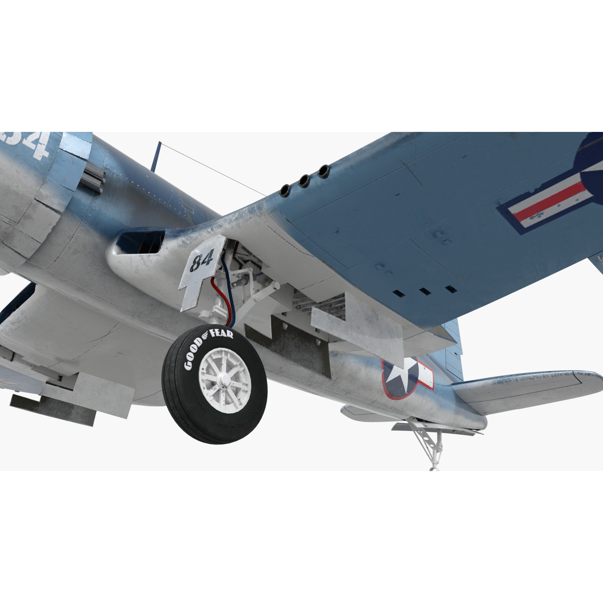 Chance Vought F4U Corsair - Low-Poly Game-Ready 3D Model - View 9