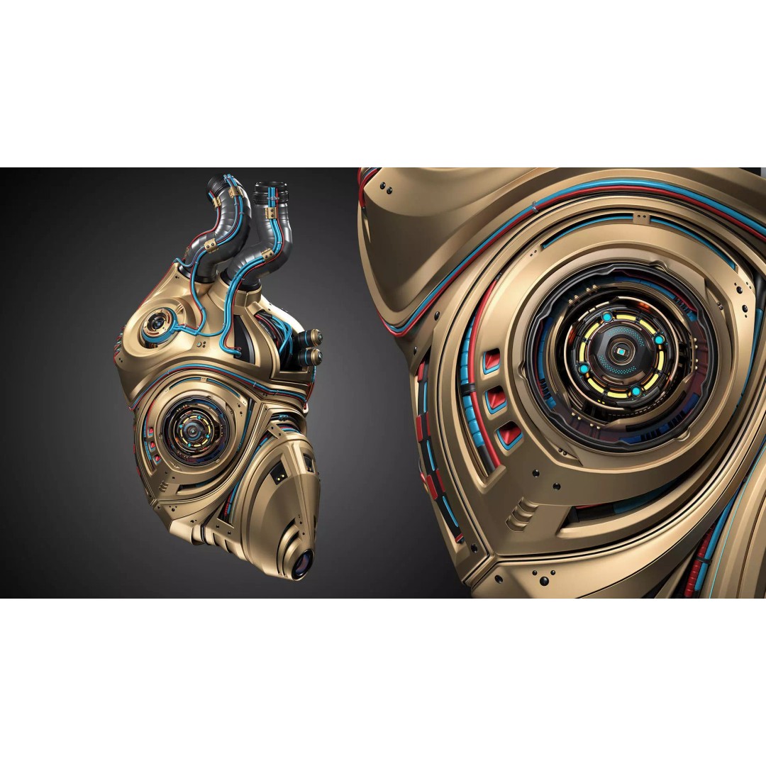 Sci-Fi Robot Heart 3D Model – Animated Mechanical Asset, FBX & OBJ - View 2