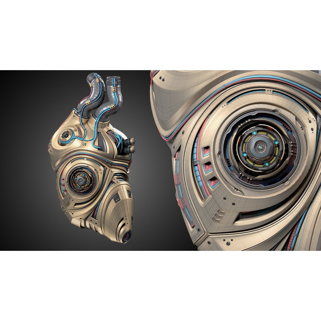 Sci-Fi Robot Heart 3D Model – Animated Mechanical Asset, FBX & OBJ - View 7