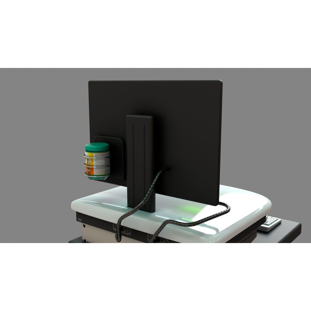Mobile Computer Cart 3D Model – Low Poly Workstation, FBX, PBR - View 13