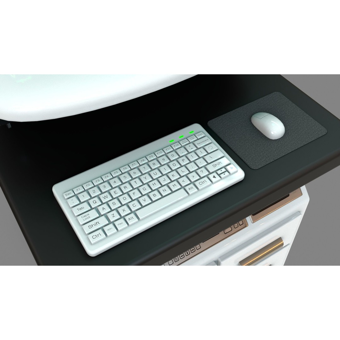 Mobile Computer Cart 3D Model – Low Poly Workstation, FBX, PBR - View 14