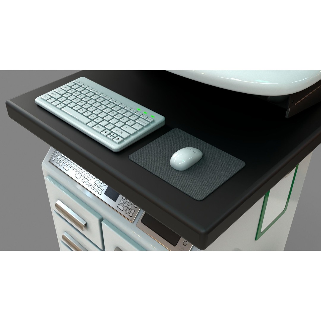 Mobile Computer Cart 3D Model – Low Poly Workstation, FBX, PBR - View 15