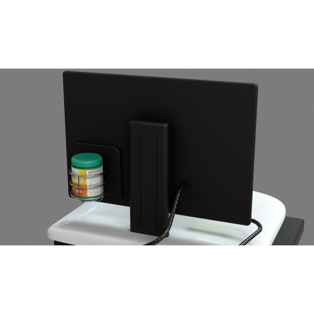 Mobile Computer Cart 3D Model – Low Poly Workstation, FBX, PBR - View 20