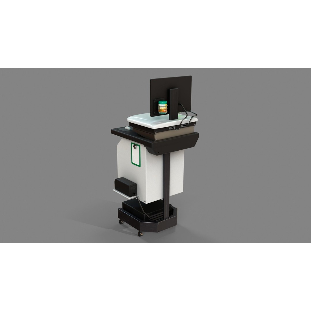 Mobile Computer Cart 3D Model – Low Poly Workstation, FBX, PBR - View 5