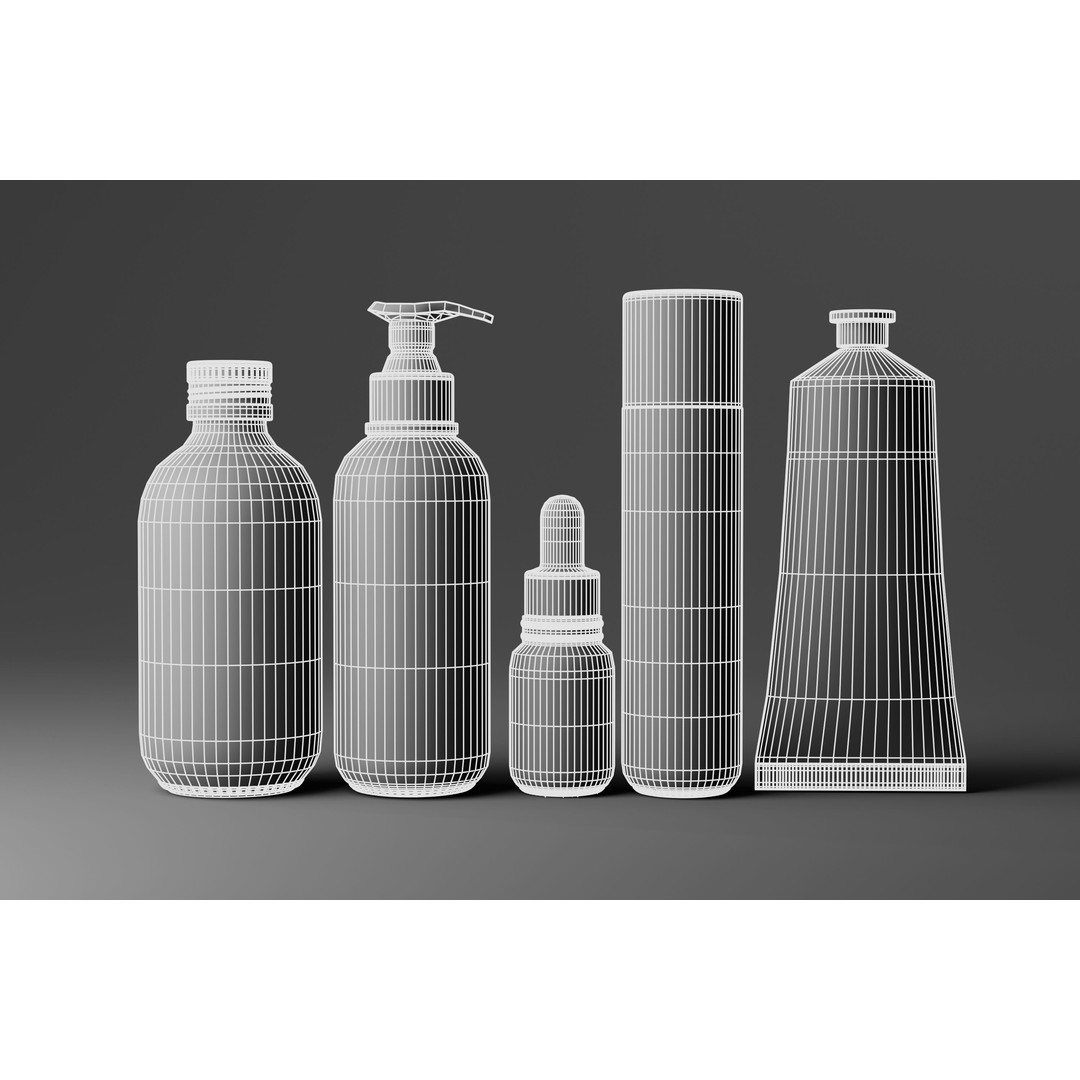 Cosmetic Packaging 3D Model – High Poly Bottle and Tube Designs, FBX/OBJ - View 11